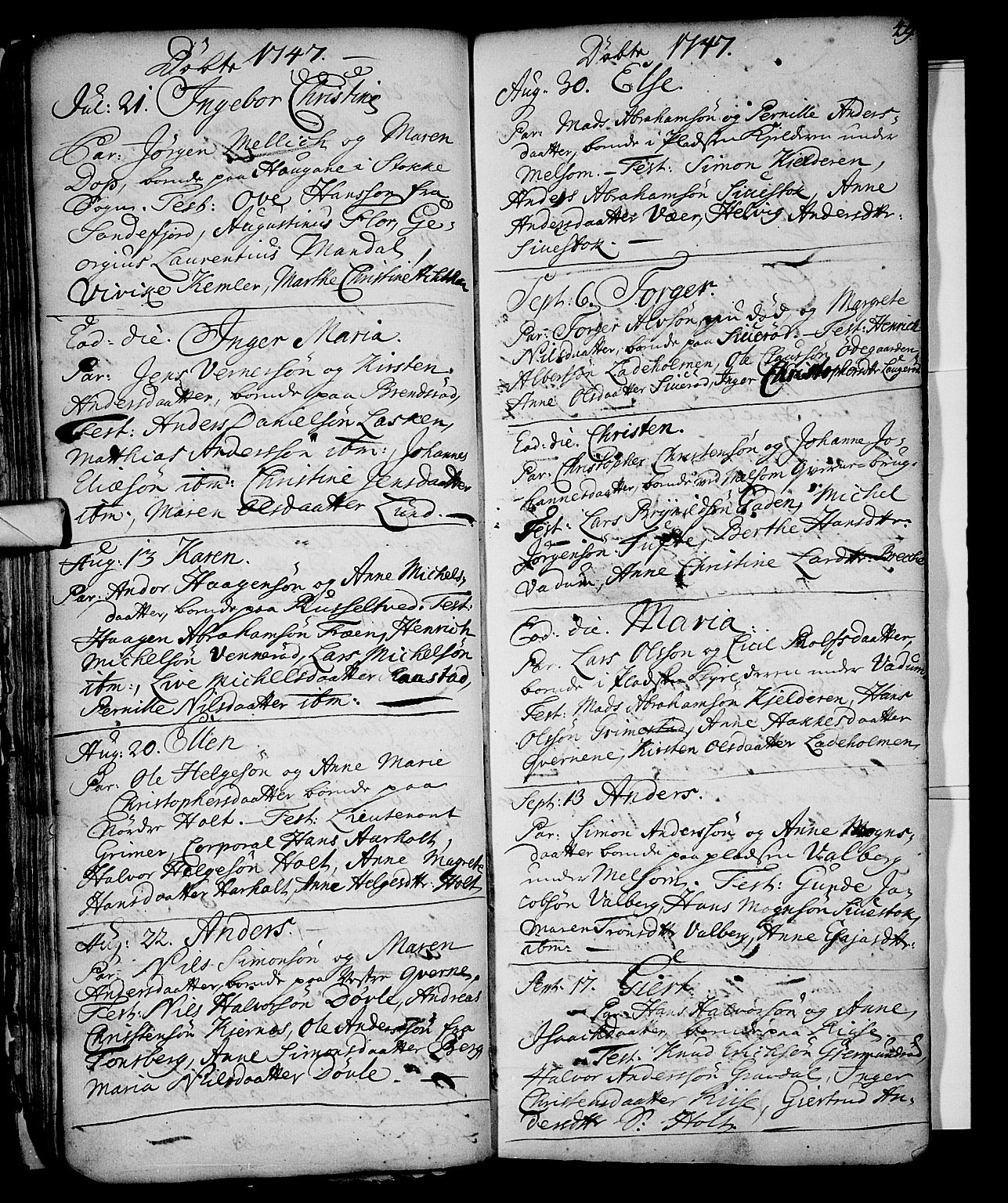 Stokke kirkebøker, AV/SAKO-A-320/F/Fa/L0002: Parish register (official) no. I 2, 1732-1770, p. 49