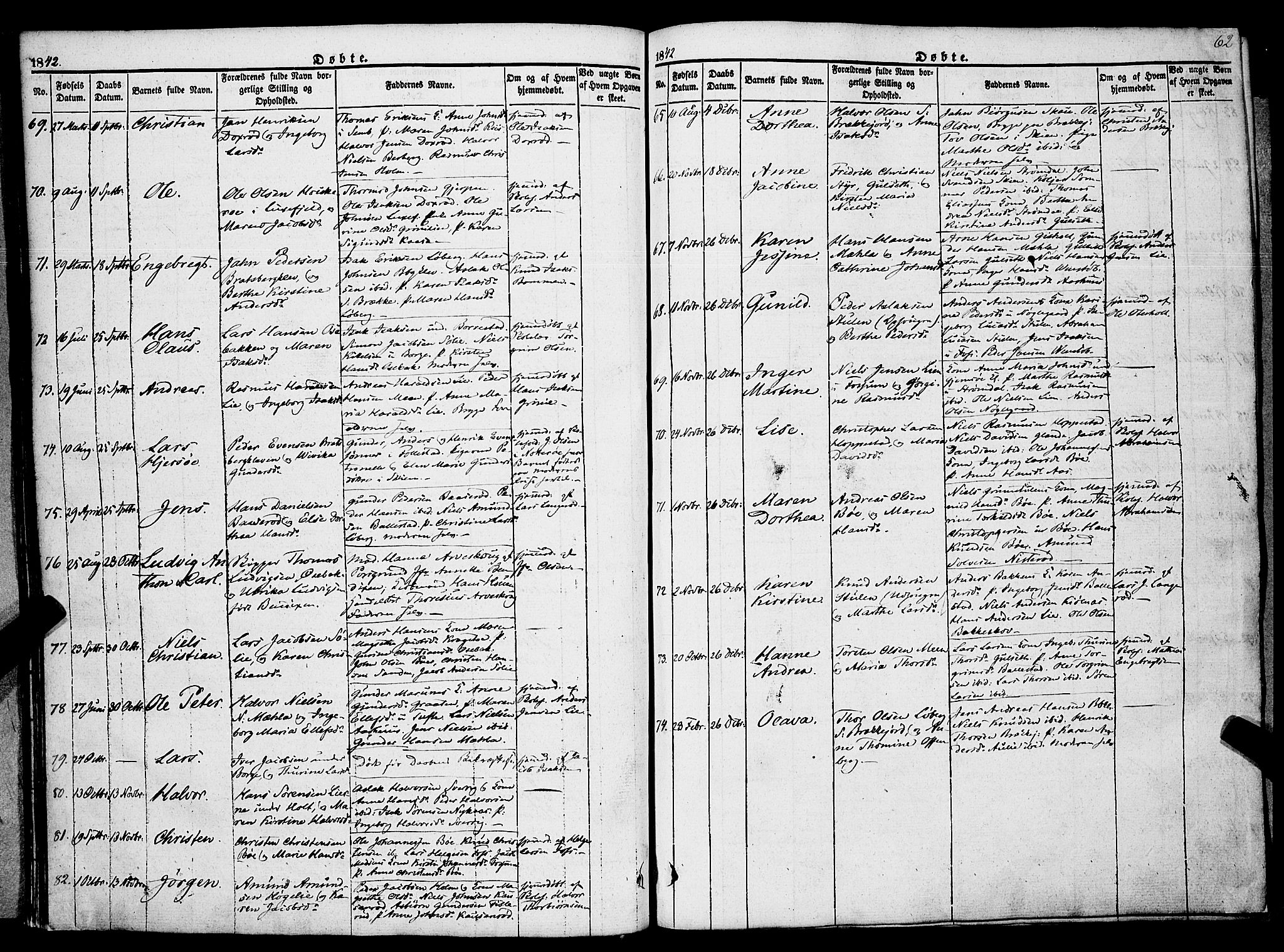 Gjerpen kirkebøker, SAKO/A-265/F/Fa/L0007a: Parish register (official) no. I 7A, 1834-1857, p. 62