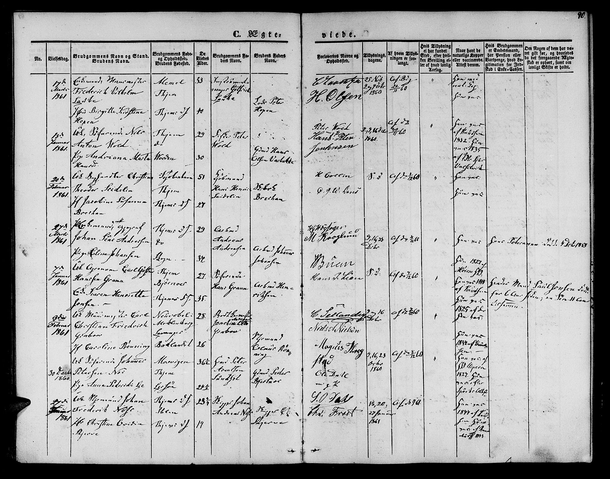 Ministerialprotokoller, klokkerbøker og fødselsregistre - Sør-Trøndelag, SAT/A-1456/602/L0111: Parish register (official) no. 602A09, 1844-1867, p. 90