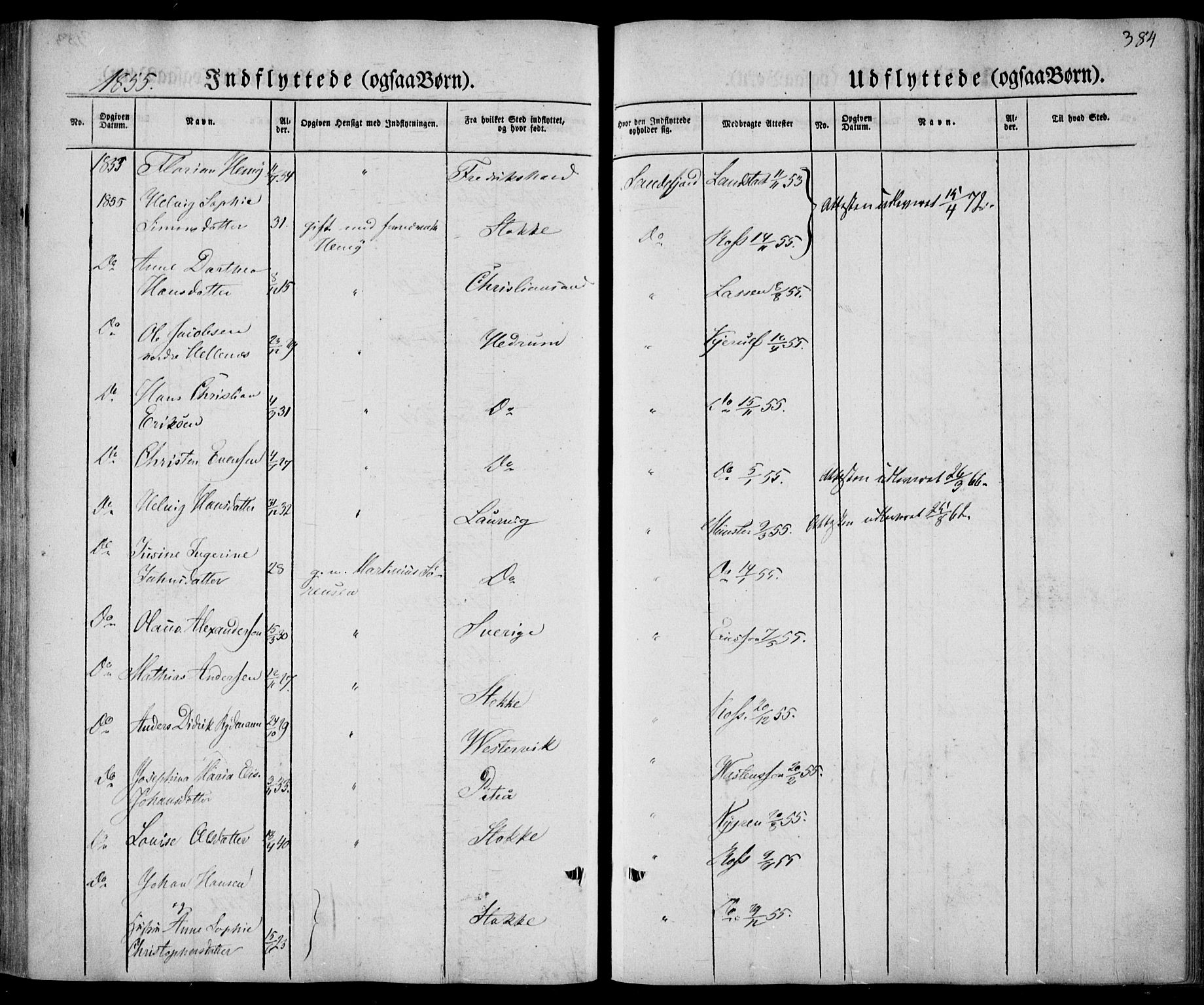 Sandar kirkebøker, AV/SAKO-A-243/F/Fa/L0006: Parish register (official) no. 6, 1847-1860, p. 384