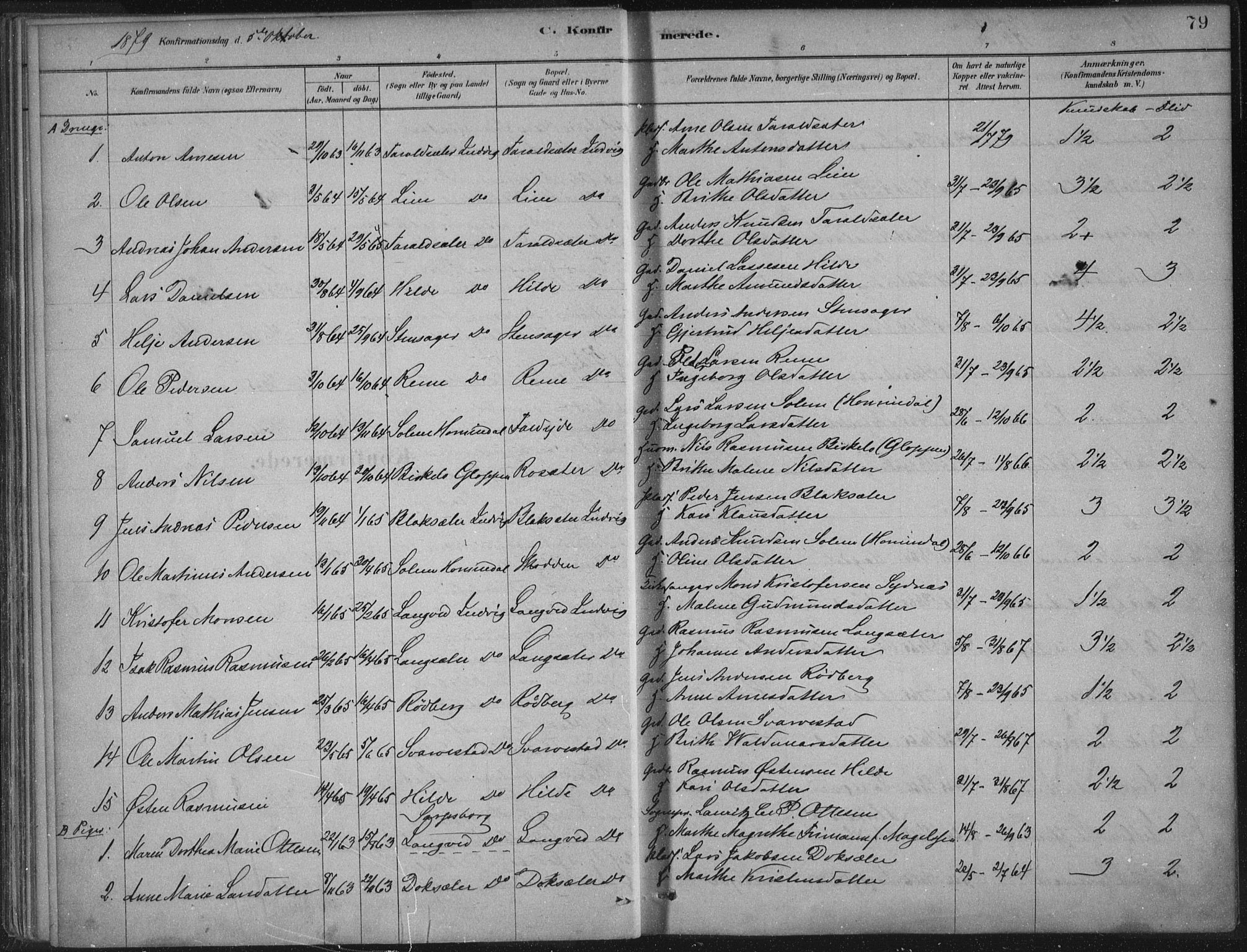 Innvik sokneprestembete, AV/SAB-A-80501: Parish register (official) no. B  1, 1879-1902, p. 79