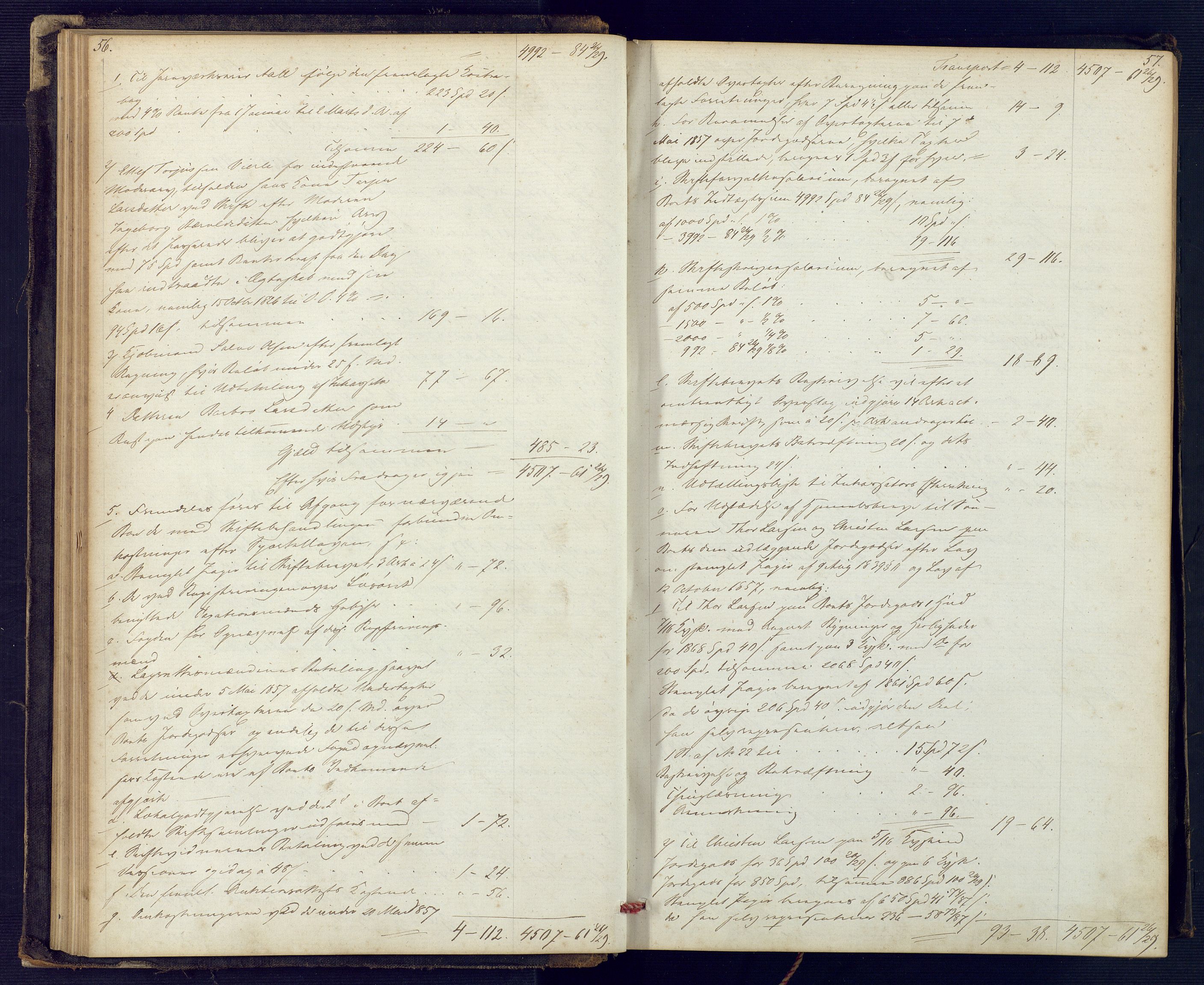 Holt sorenskriveri, SAK/1221-0002/H/Hc/L0029: Skifteutlodningsprotokoll nr. 4 med løst register, 1857-1862, p. 56-57