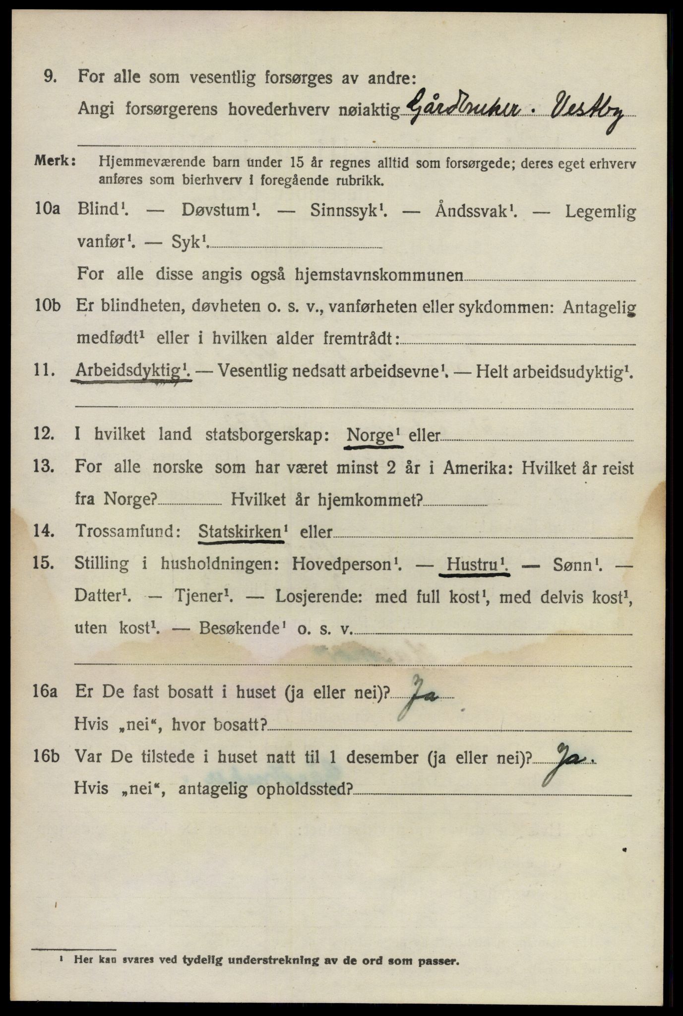 SAO, 1920 census for Vestby, 1920, p. 6820