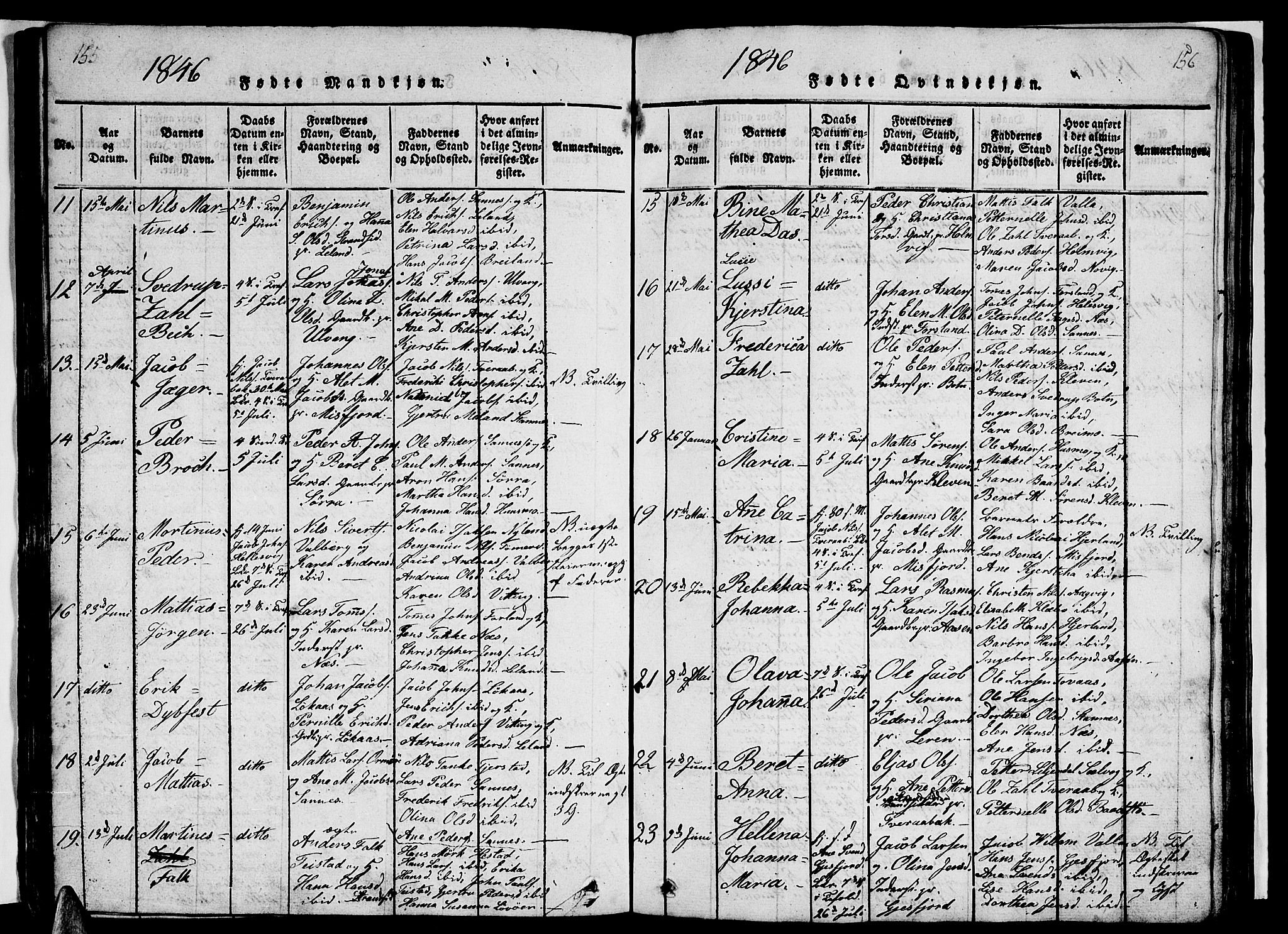 Ministerialprotokoller, klokkerbøker og fødselsregistre - Nordland, AV/SAT-A-1459/831/L0474: Parish register (copy) no. 831C01, 1820-1850, p. 155-156