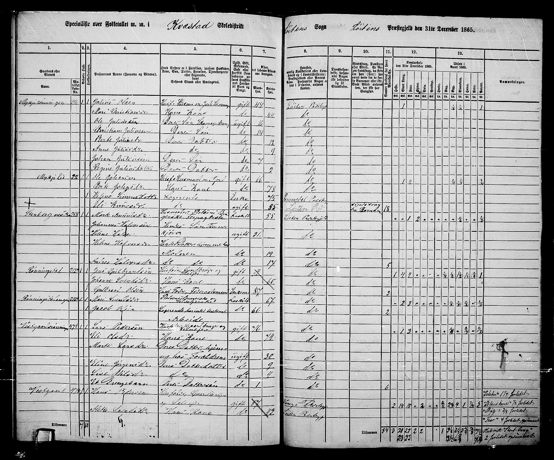 RA, 1865 census for Løten, 1865, p. 180