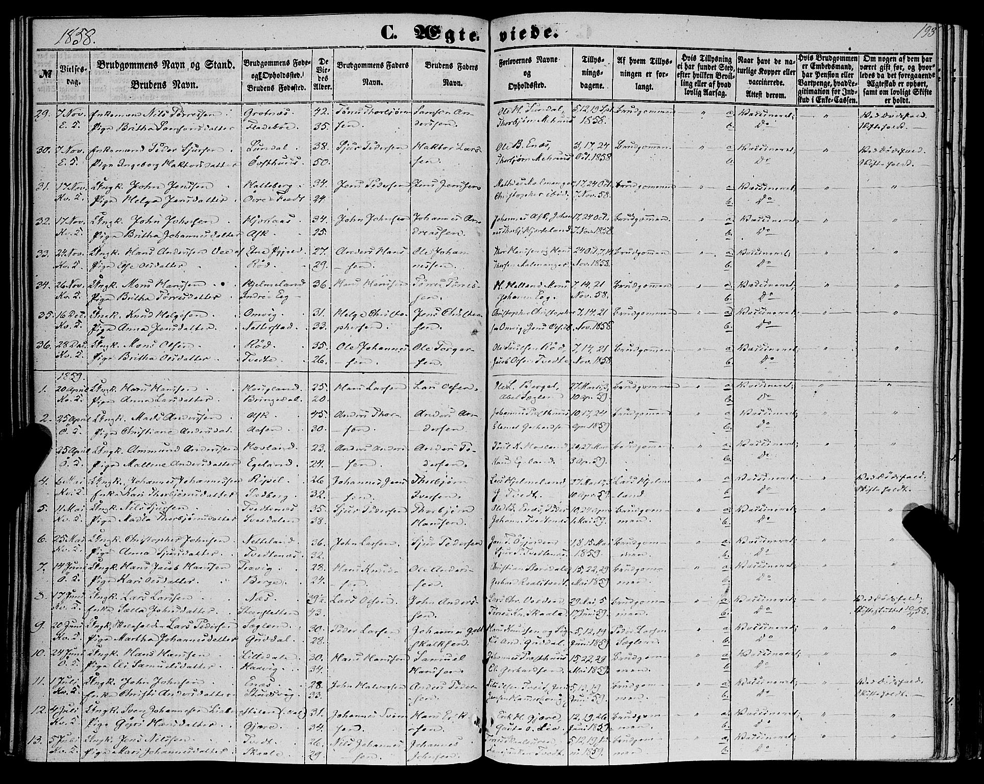 Kvinnherad sokneprestembete, SAB/A-76401/H/Haa: Parish register (official) no. A 8, 1854-1872, p. 193
