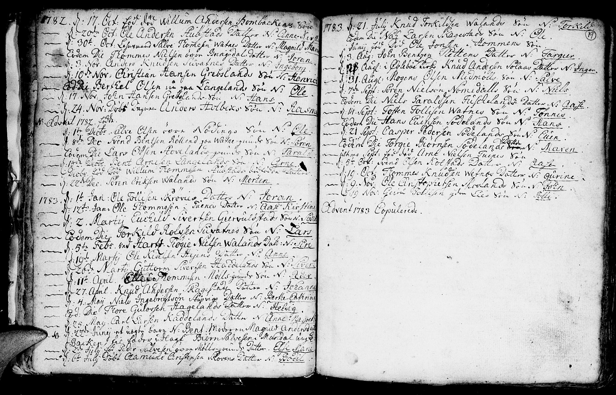 Holum sokneprestkontor, AV/SAK-1111-0022/F/Fb/Fba/L0001: Parish register (copy) no. B 1 /1, 1770-1820, p. 19