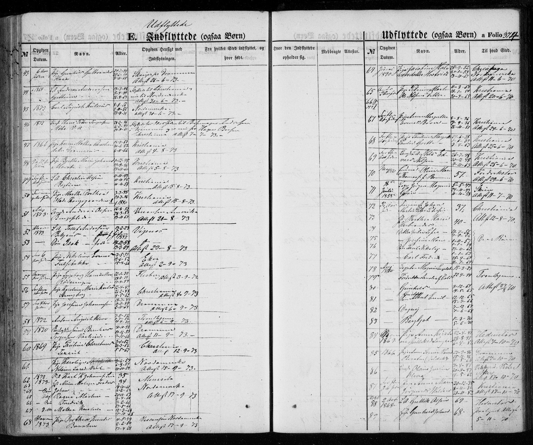 Kongsberg kirkebøker, AV/SAKO-A-22/G/Ga/L0003: Parish register (copy) no. 3, 1859-1875, p. 374