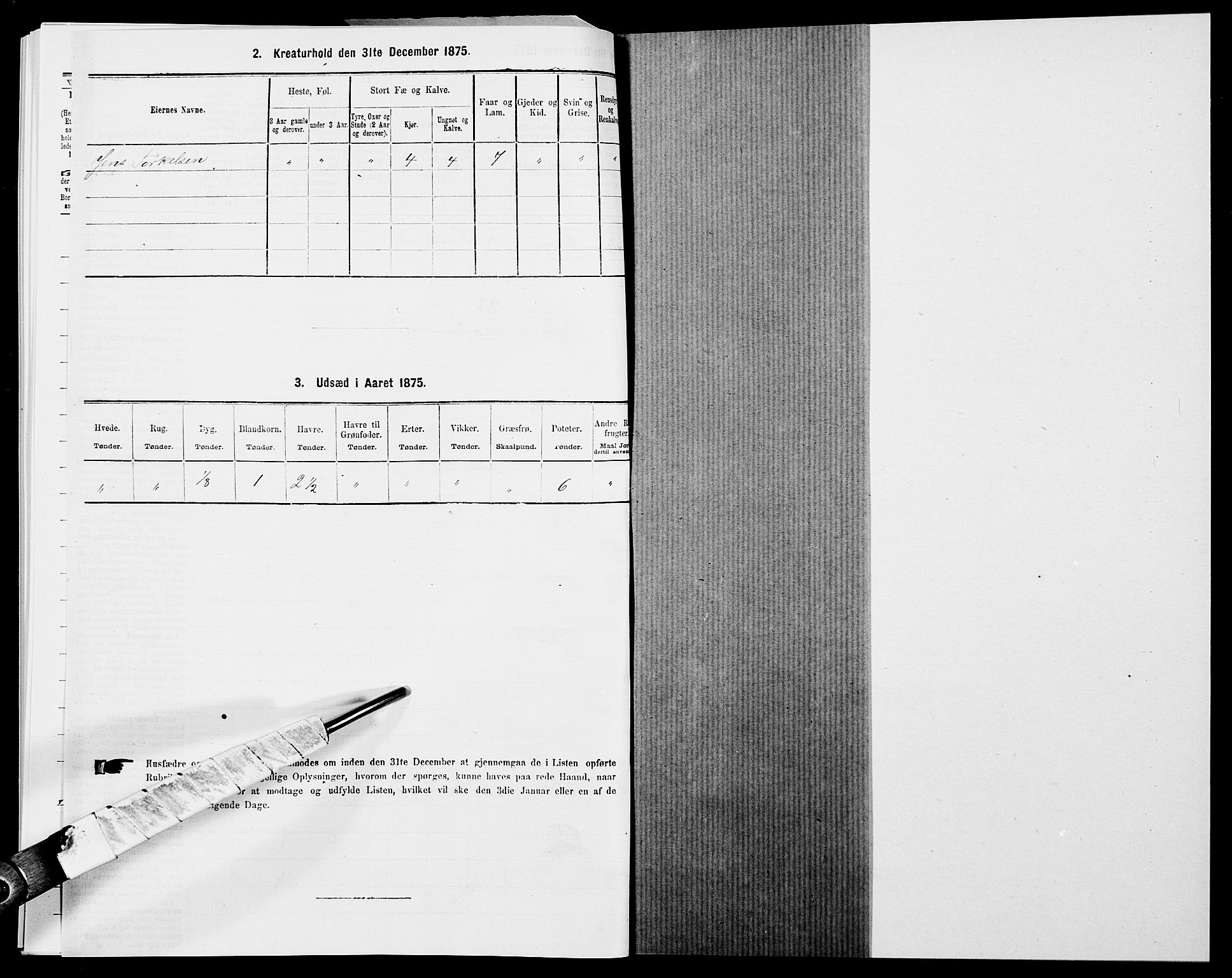 SAK, 1875 census for 1032P Lyngdal, 1875, p. 1945