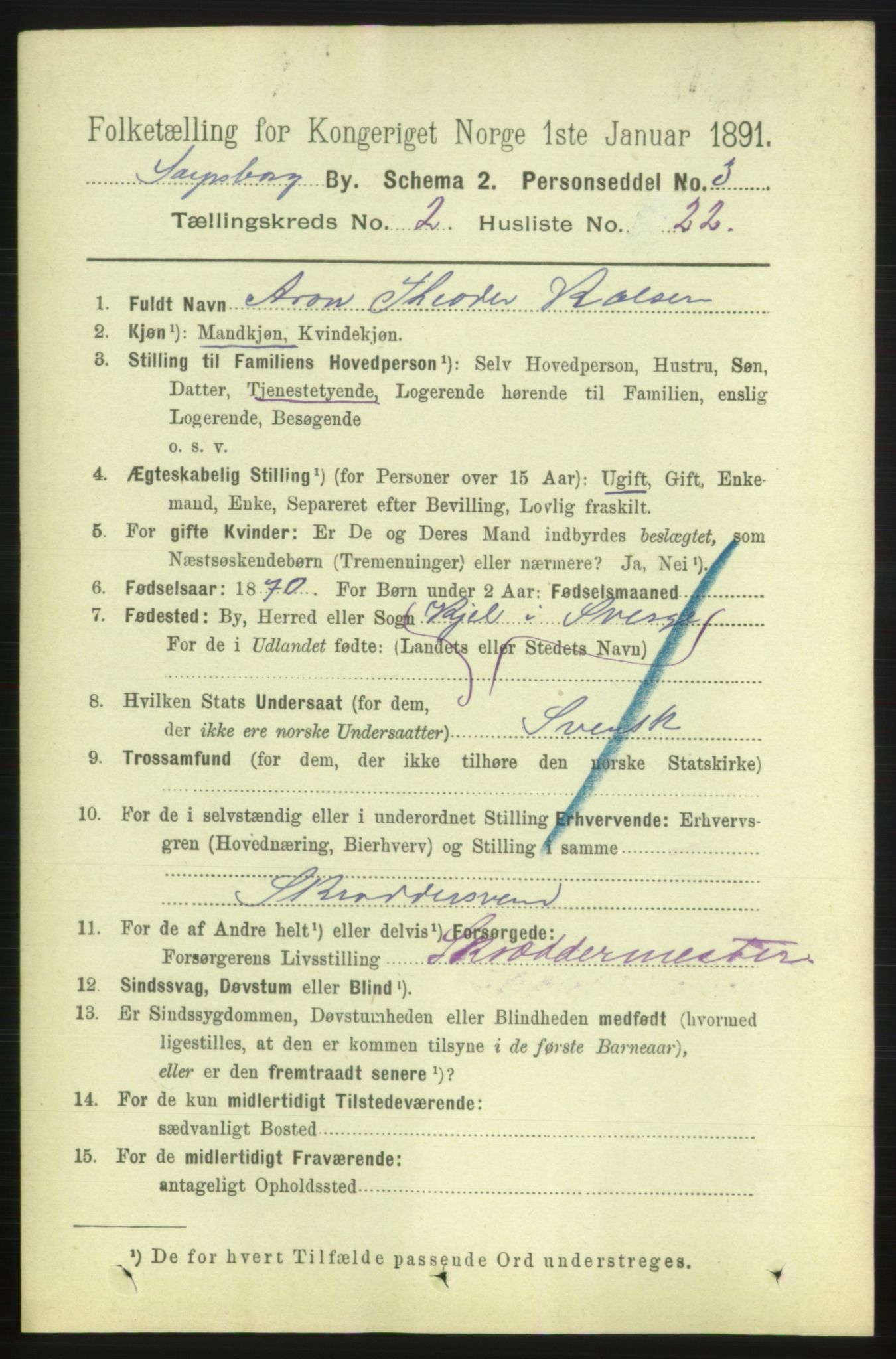 RA, 1891 census for 0102 Sarpsborg, 1891, p. 1472