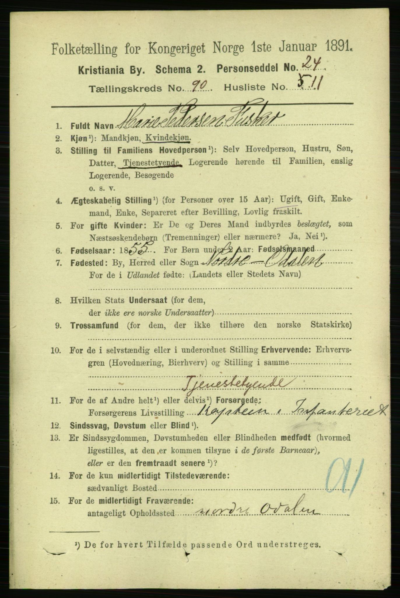 RA, 1891 census for 0301 Kristiania, 1891, p. 44587