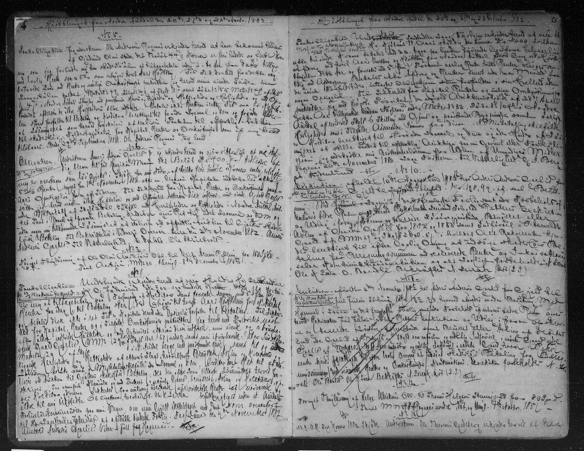 Valdres sorenskriveri, AV/SAH-TING-016/H/Hb/Hba/L0017: Mortgage book no. 17, 1882-1886, p. 4-5