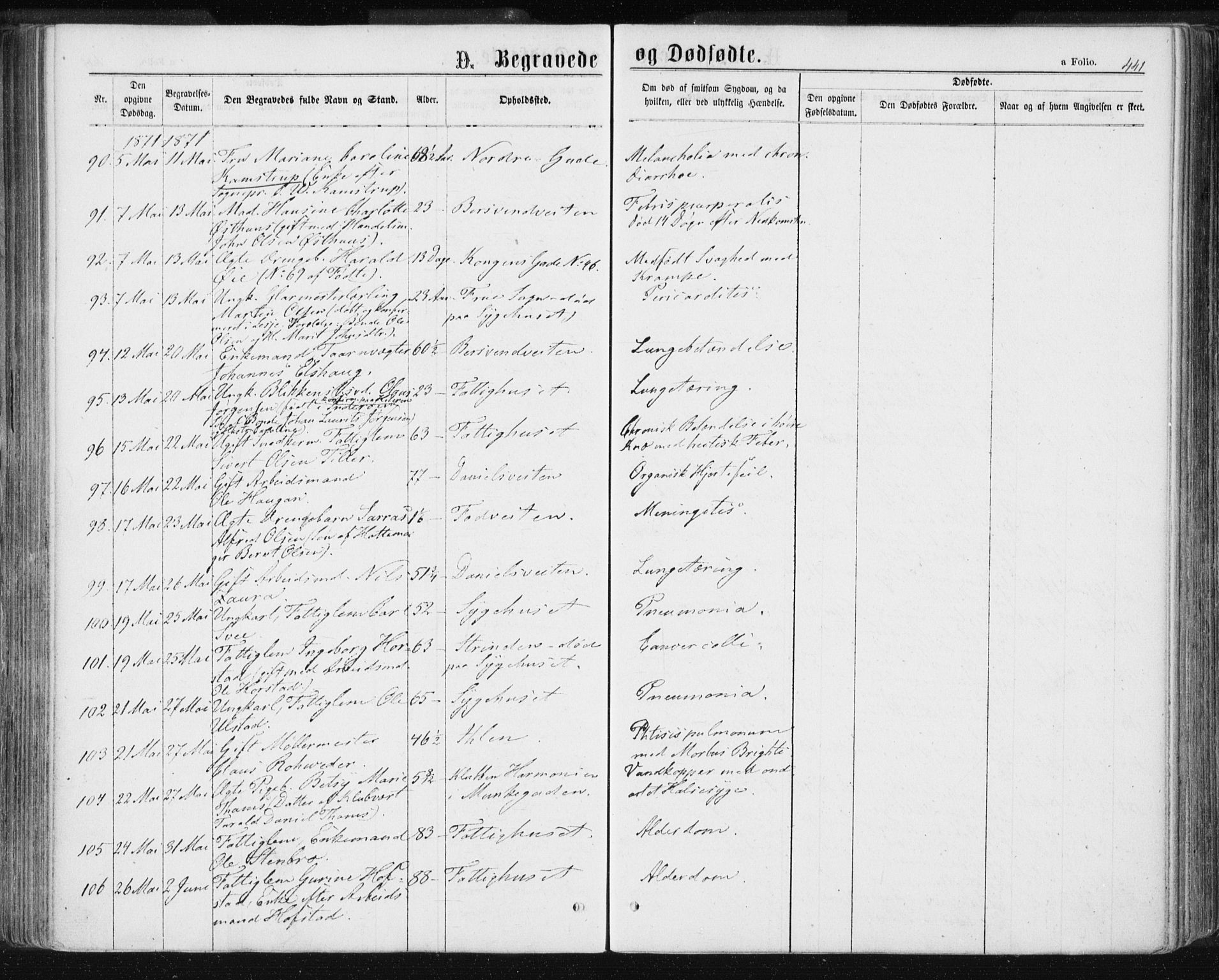 Ministerialprotokoller, klokkerbøker og fødselsregistre - Sør-Trøndelag, AV/SAT-A-1456/601/L0055: Parish register (official) no. 601A23, 1866-1877, p. 441