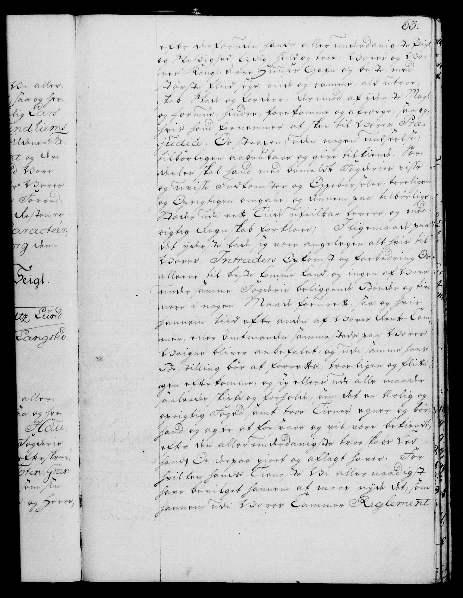 Rentekammeret, Kammerkanselliet, RA/EA-3111/G/Gg/Gge/L0004: Norsk bestallingsprotokoll med register (merket RK 53.28), 1762-1771, p. 63