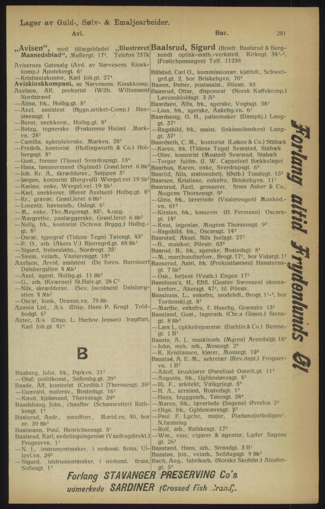 Kristiania/Oslo adressebok, PUBL/-, 1915, p. 281