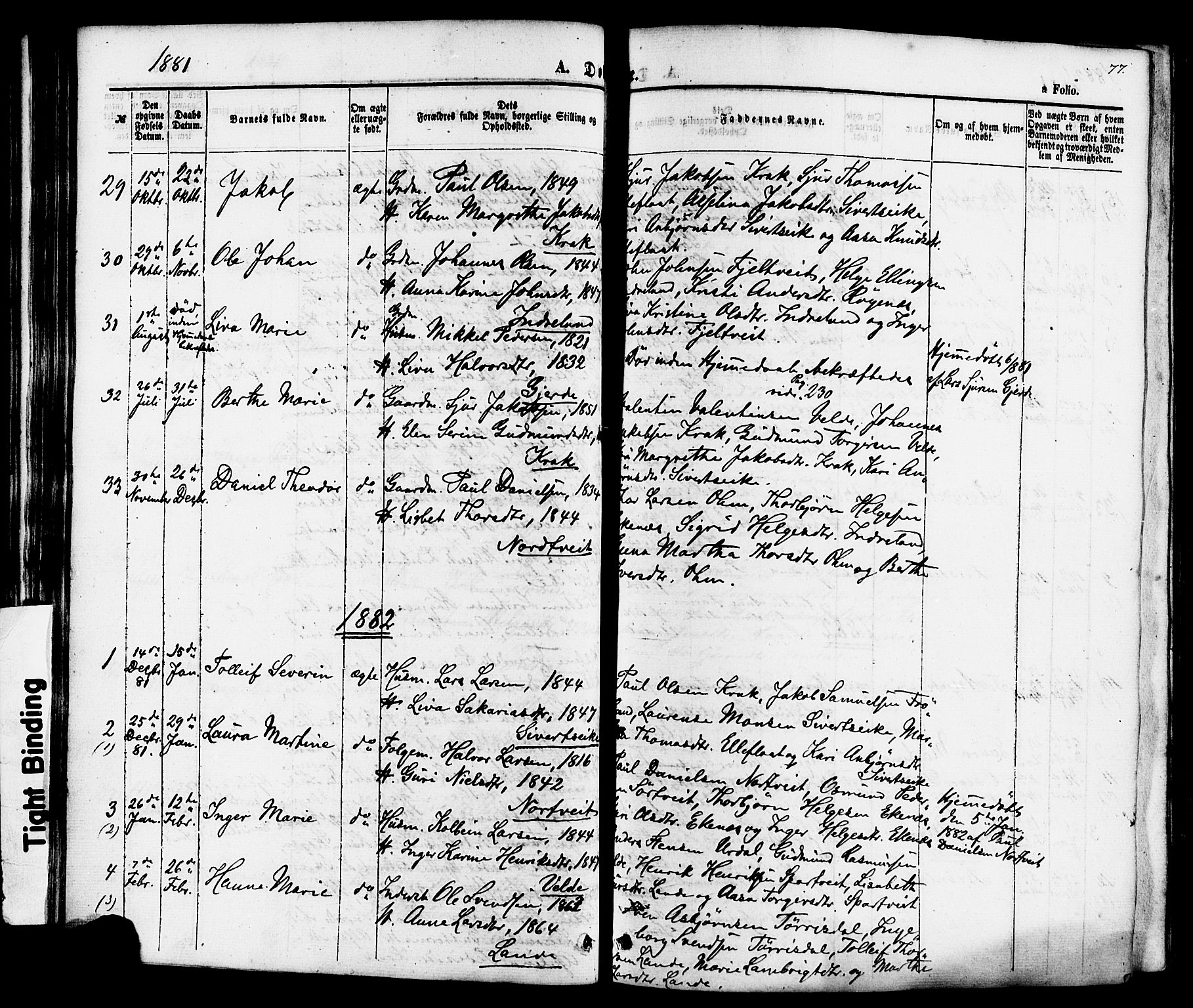 Skjold sokneprestkontor, AV/SAST-A-101847/H/Ha/Haa/L0007: Parish register (official) no. A 7, 1857-1882, p. 77