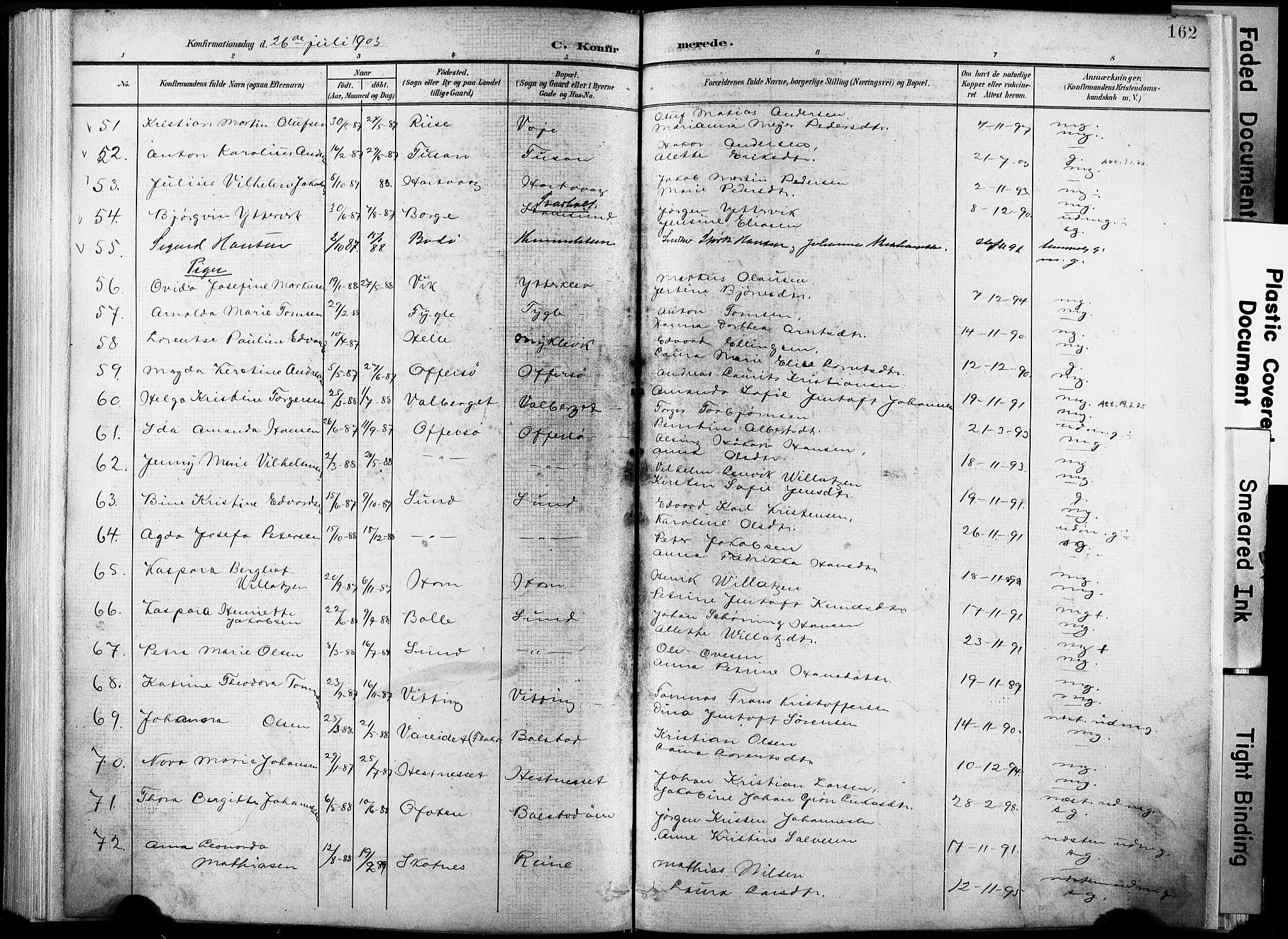 Ministerialprotokoller, klokkerbøker og fødselsregistre - Nordland, AV/SAT-A-1459/881/L1151: Parish register (official) no. 881A04, 1899-1907, p. 162