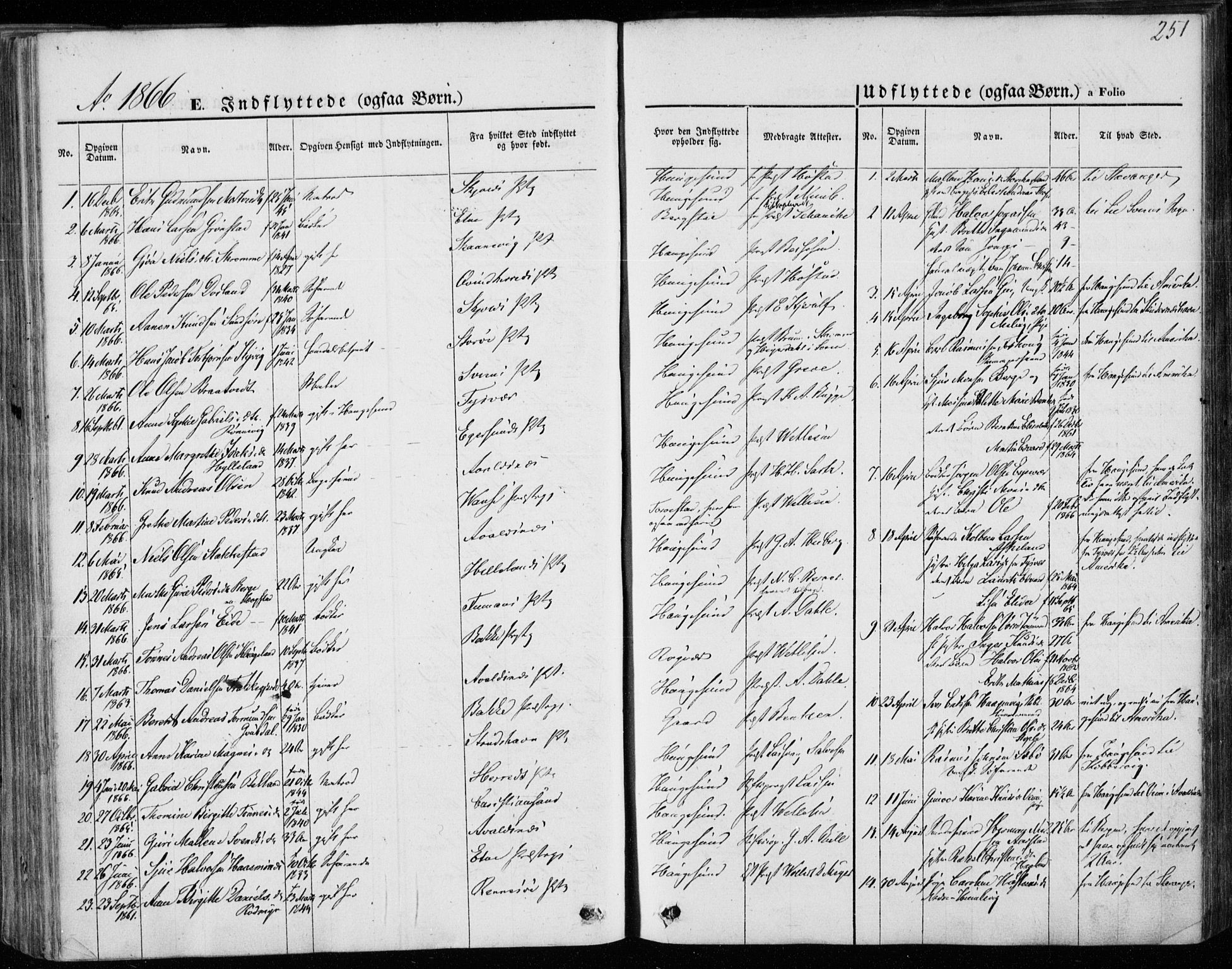Torvastad sokneprestkontor, SAST/A -101857/H/Ha/Haa/L0011: Parish register (official) no. A 11, 1857-1866, p. 251