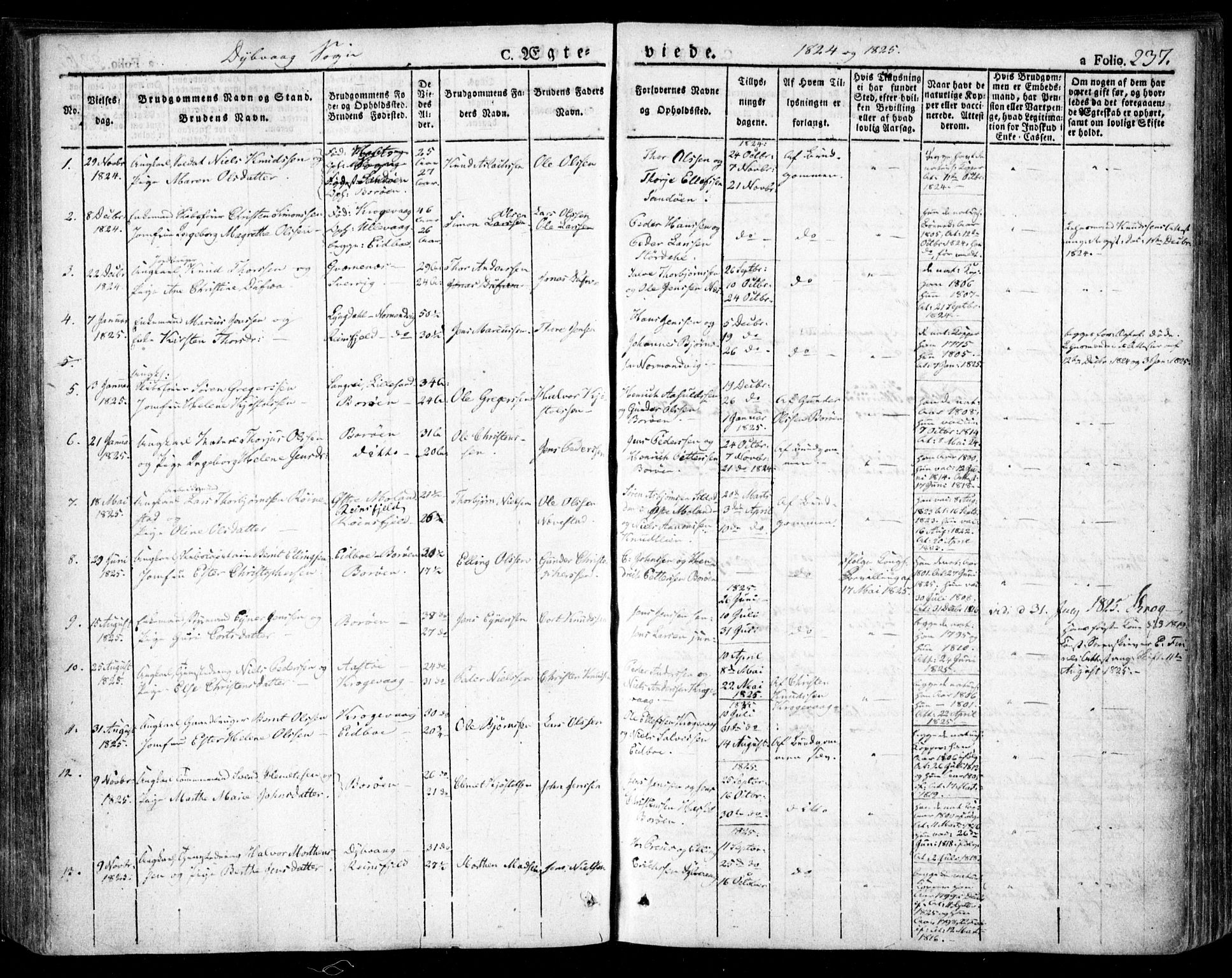 Dypvåg sokneprestkontor, AV/SAK-1111-0007/F/Fa/Faa/L0004: Parish register (official) no. A 4, 1824-1840, p. 237