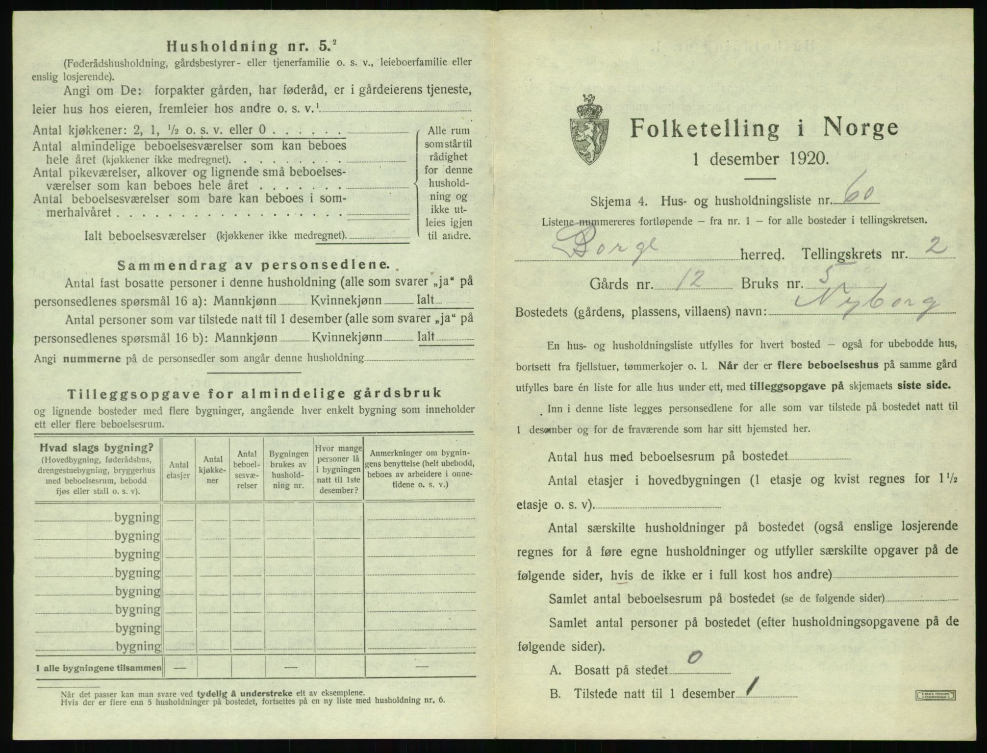 SAT, 1920 census for Borge, 1920, p. 275