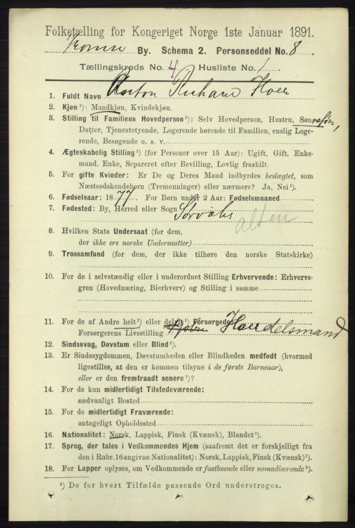 RA, 1891 census for 1902 Tromsø, 1891, p. 4093