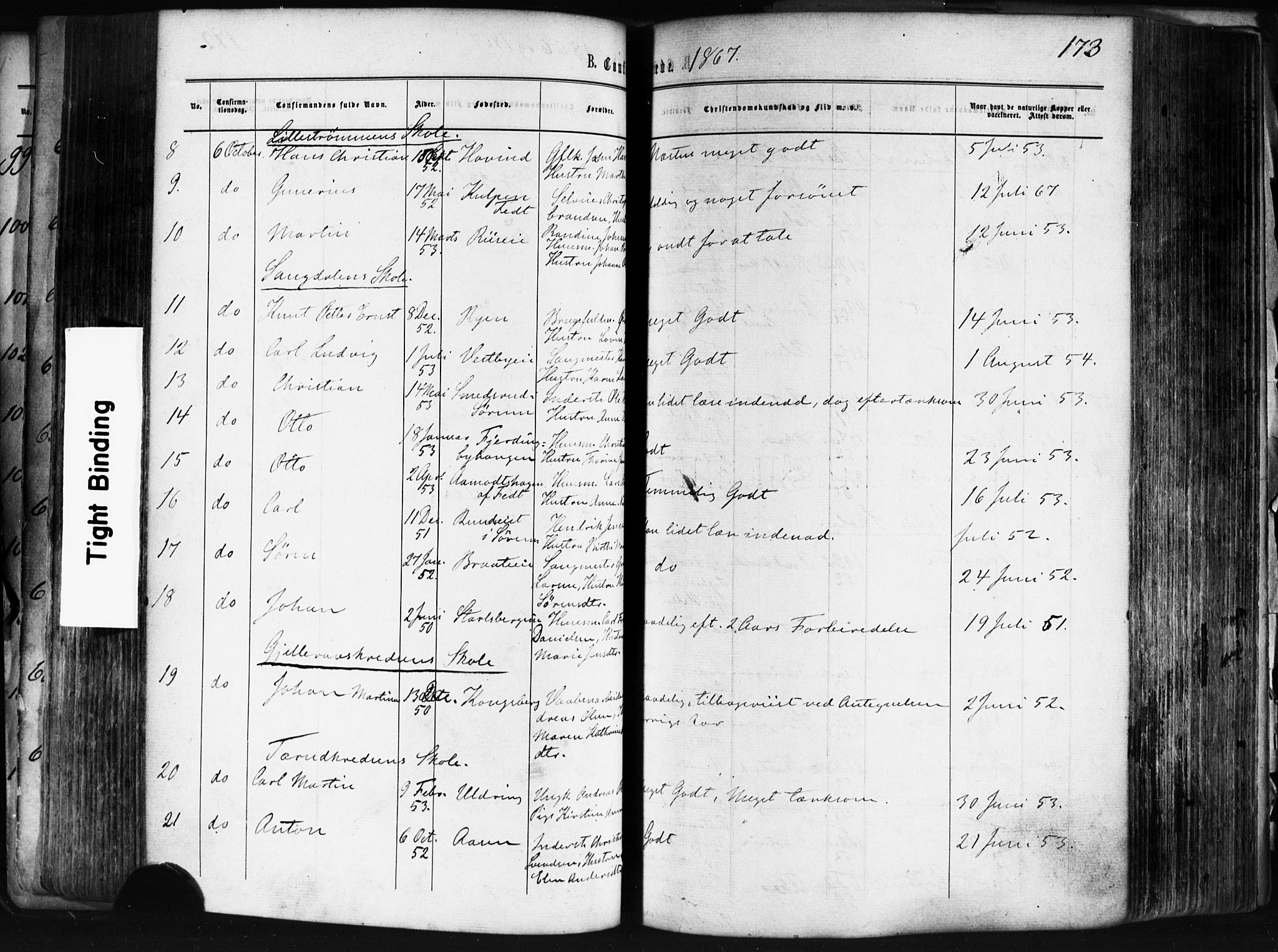 Skedsmo prestekontor Kirkebøker, AV/SAO-A-10033a/F/Fa/L0011: Parish register (official) no. I 11, 1866-1876, p. 173