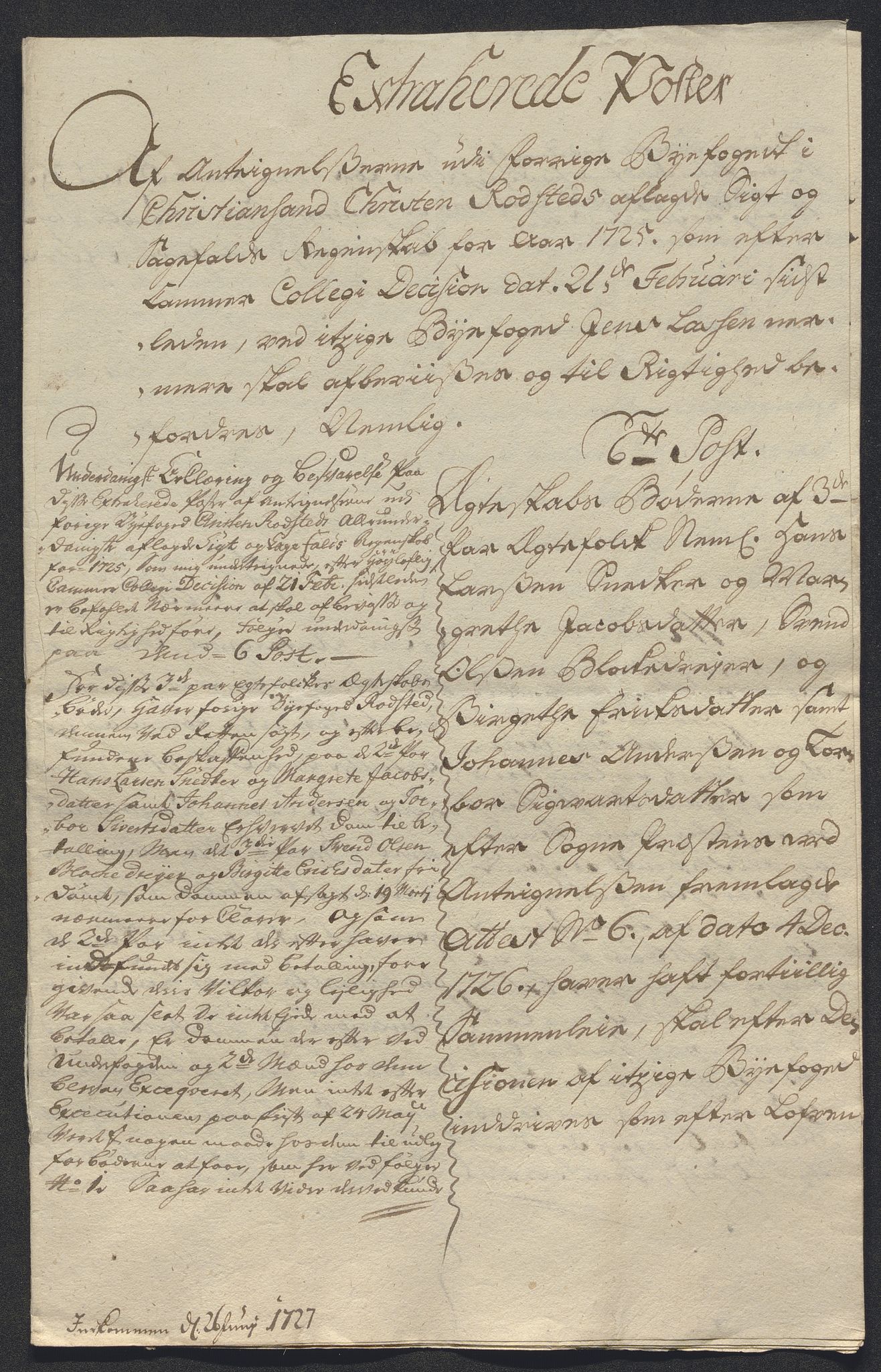 Rentekammeret inntil 1814, Reviderte regnskaper, Byregnskaper, AV/RA-EA-4066/R/Rm/L0286: [M19] Sikt og sakefall, 1719-1727, p. 508