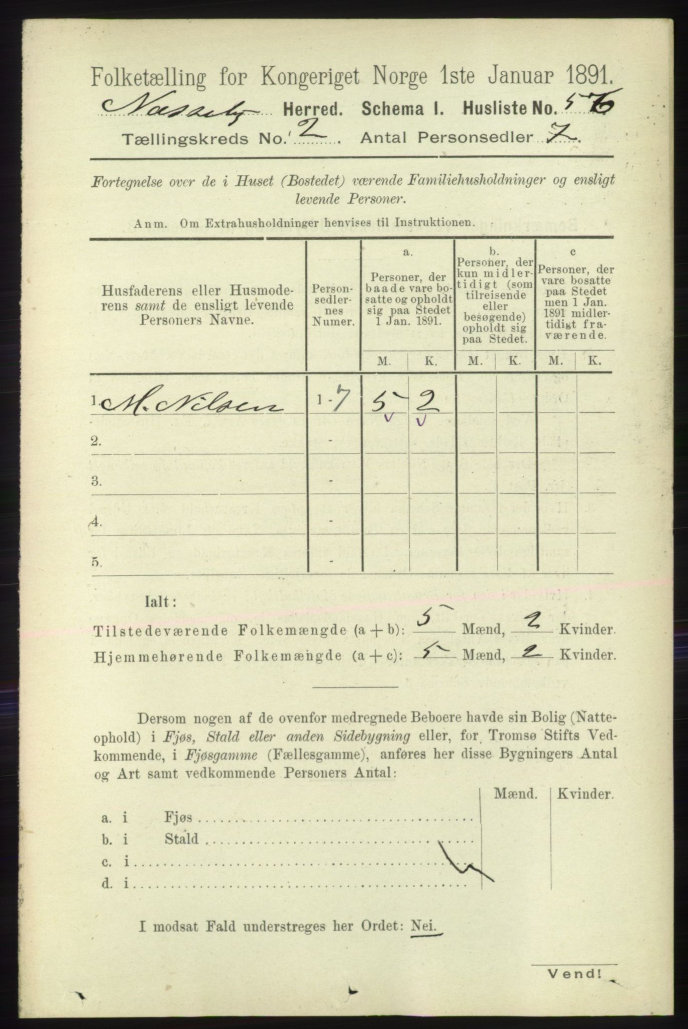 RA, 1891 census for 2027 Nesseby, 1891, p. 632