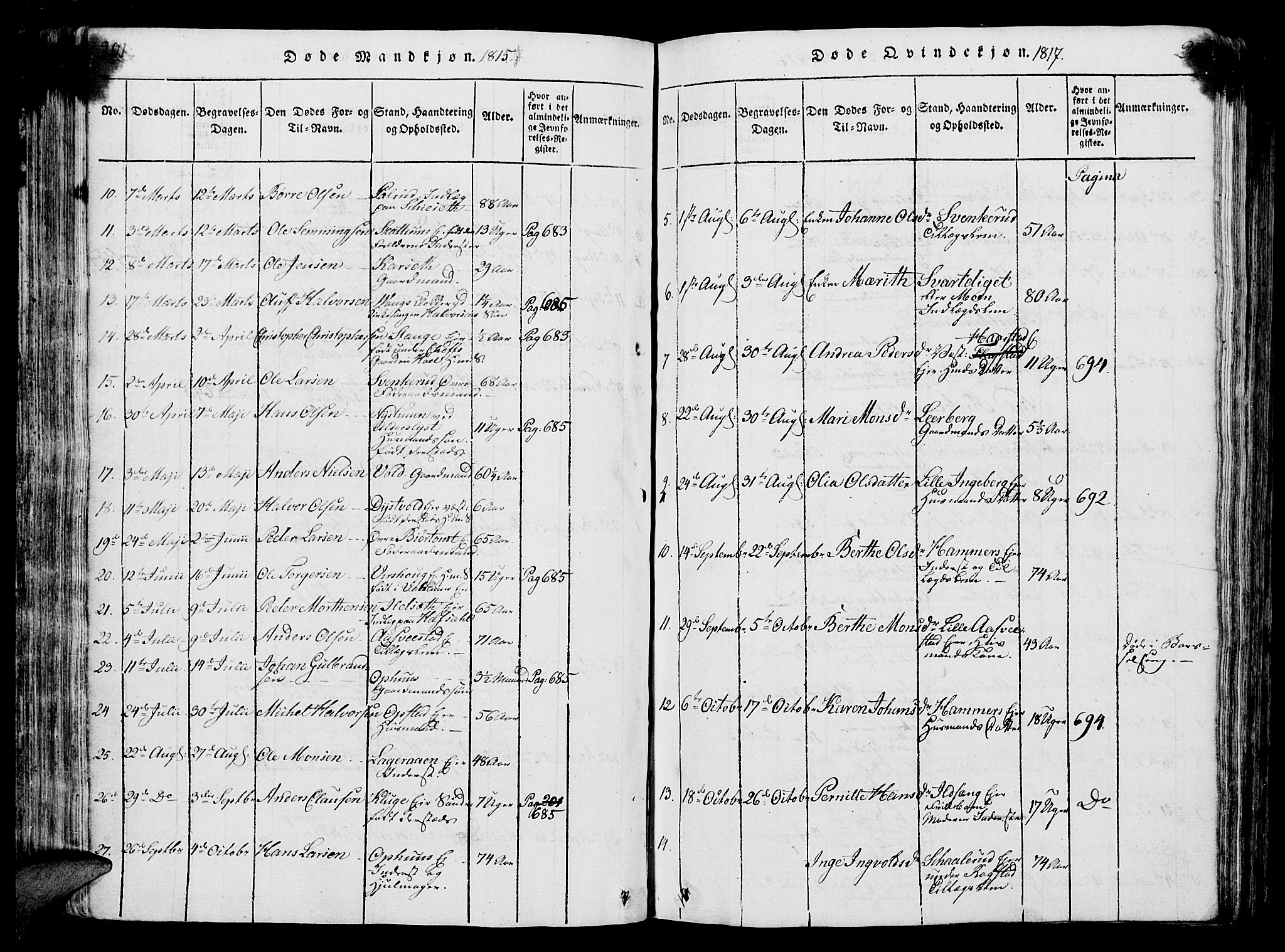 Vang prestekontor, Hedmark, AV/SAH-PREST-008/H/Ha/Hab/L0004: Parish register (copy) no. 4, 1813-1827, p. 201-202