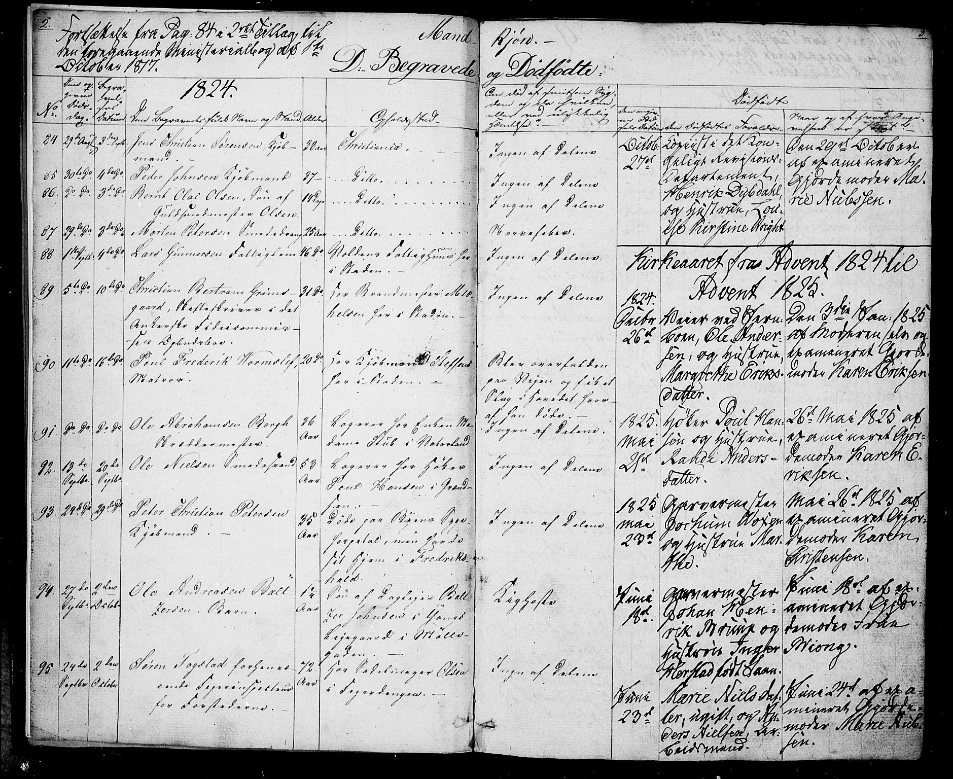 Oslo domkirke Kirkebøker, SAO/A-10752/F/Fa/L0022: Parish register (official) no. 22, 1824-1829, p. 2-3