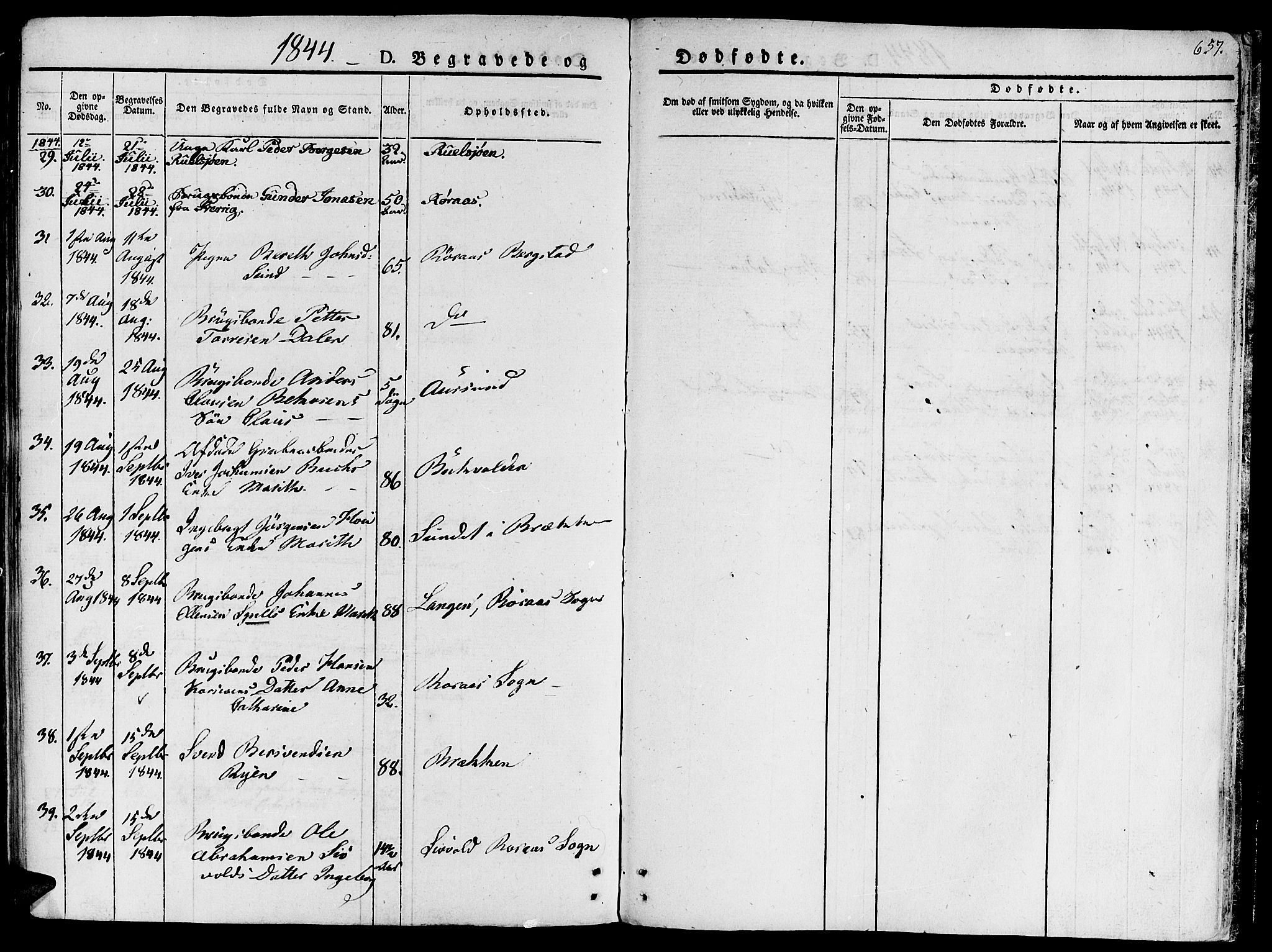 Ministerialprotokoller, klokkerbøker og fødselsregistre - Sør-Trøndelag, AV/SAT-A-1456/681/L0930: Parish register (official) no. 681A08, 1829-1844, p. 657