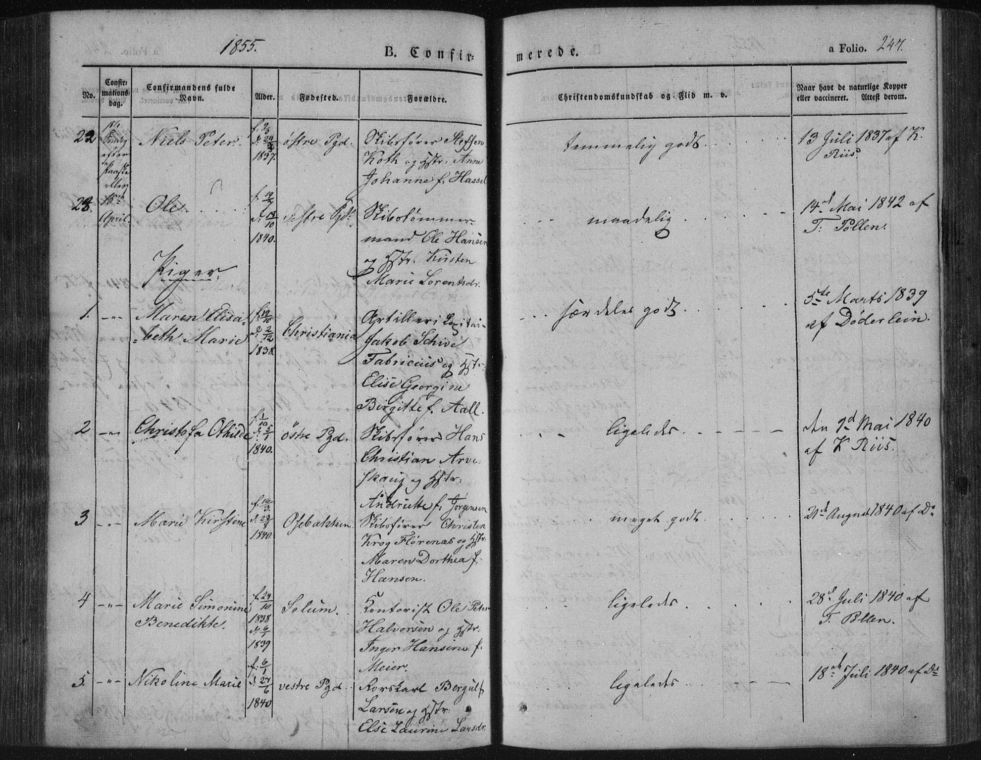 Porsgrunn kirkebøker , AV/SAKO-A-104/F/Fa/L0006: Parish register (official) no. 6, 1841-1857, p. 247