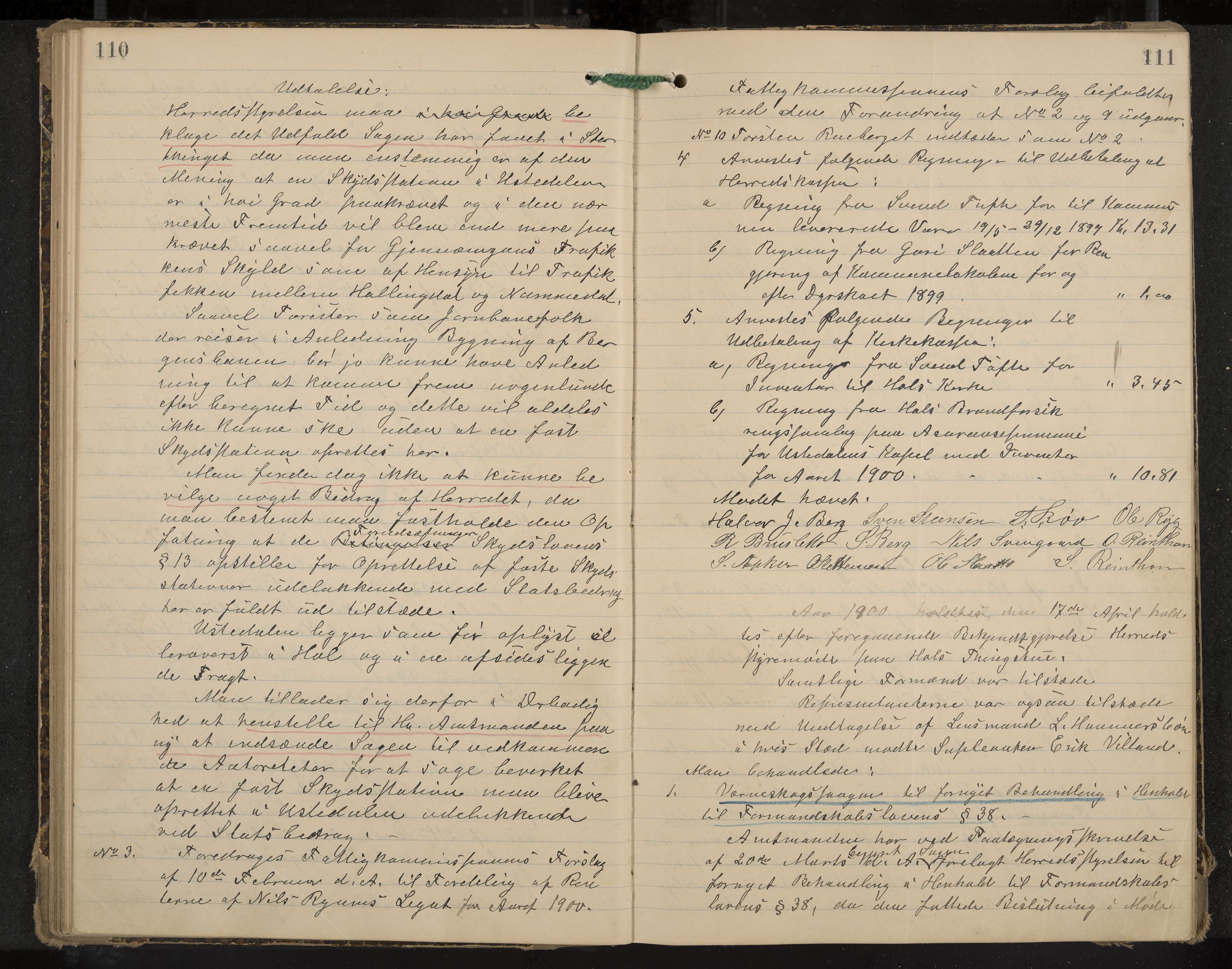 Hol formannskap og sentraladministrasjon, IKAK/0620021-1/A/L0003: Møtebok, 1897-1904, p. 110-111