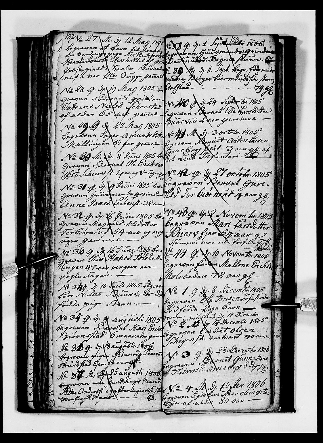 Romedal prestekontor, SAH/PREST-004/L/L0003: Parish register (copy) no. 3, 1801-1806, p. 122-123