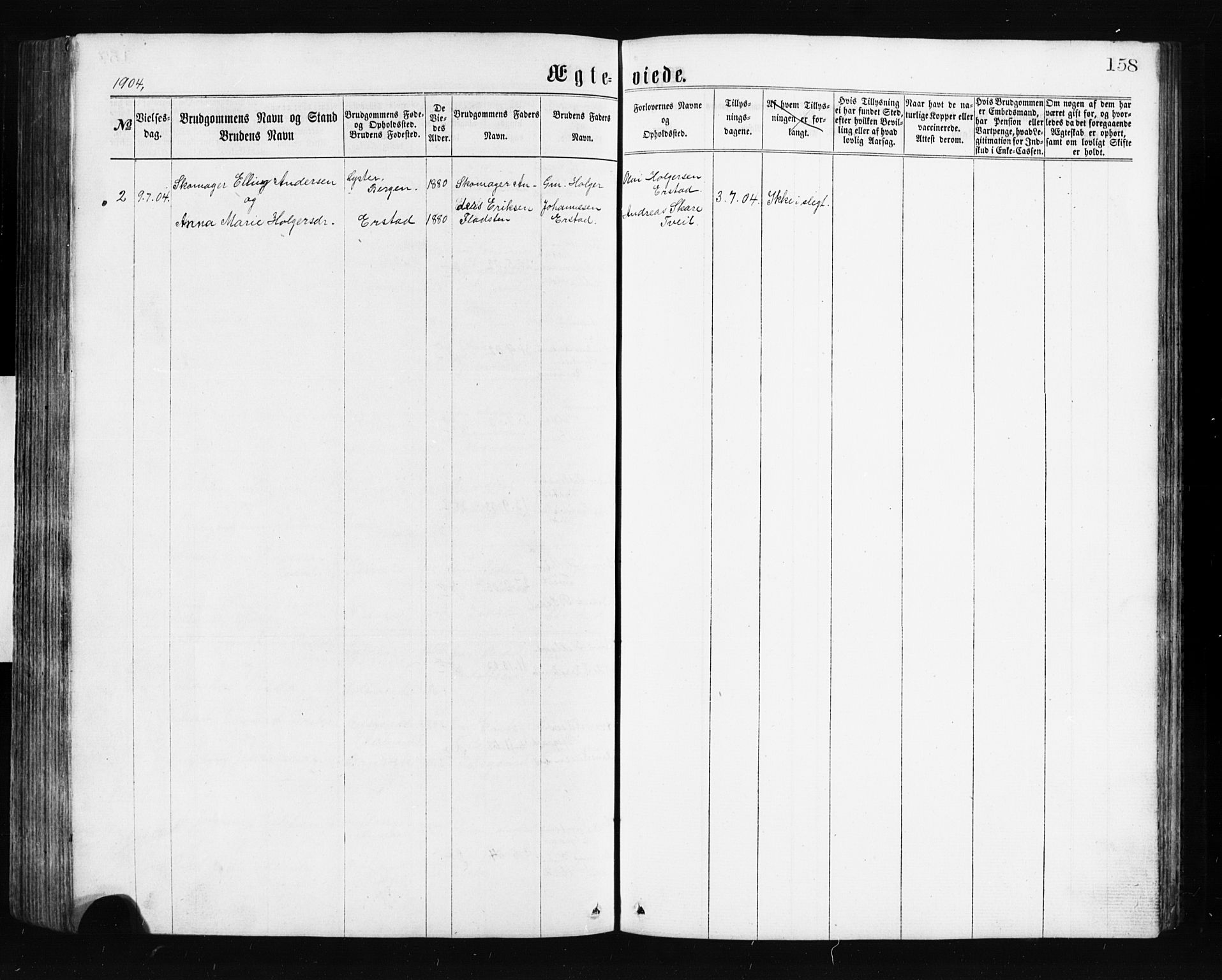 Alversund Sokneprestembete, AV/SAB-A-73901/H/Ha/Hab: Parish register (copy) no. A 2, 1864-1905, p. 158