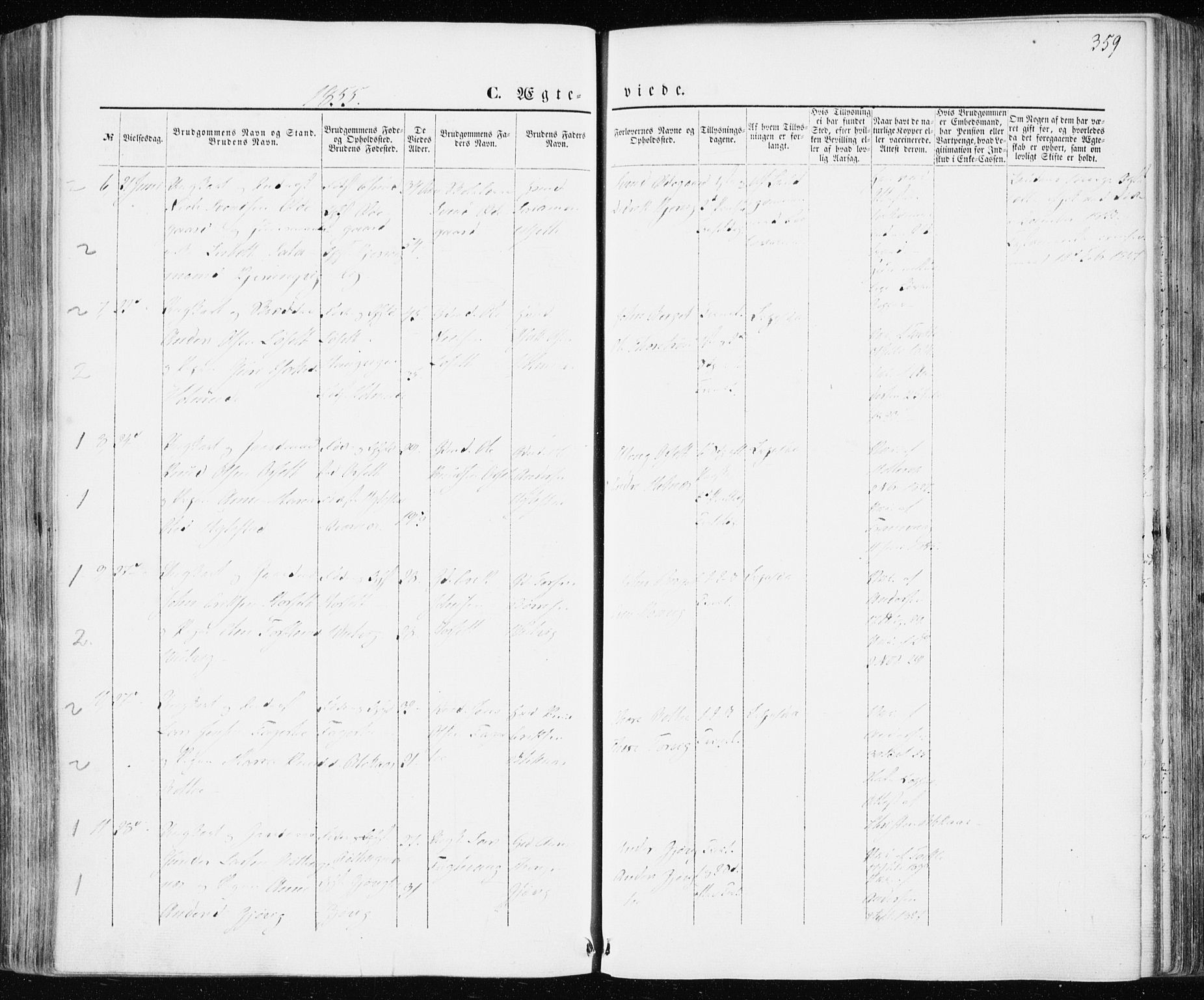 Ministerialprotokoller, klokkerbøker og fødselsregistre - Møre og Romsdal, AV/SAT-A-1454/586/L0984: Parish register (official) no. 586A10, 1844-1856, p. 359