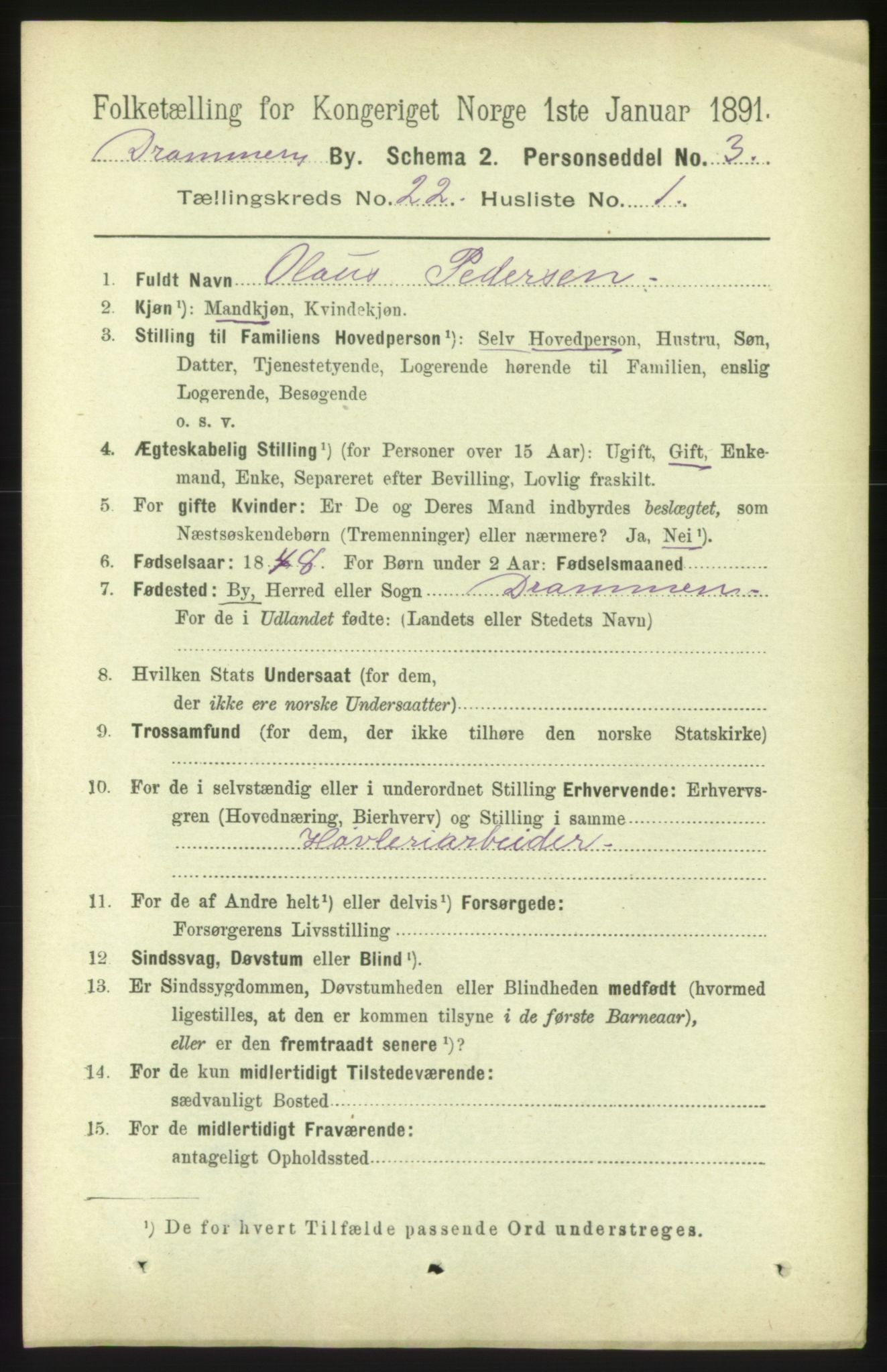 RA, 1891 census for 0602 Drammen, 1891, p. 13552