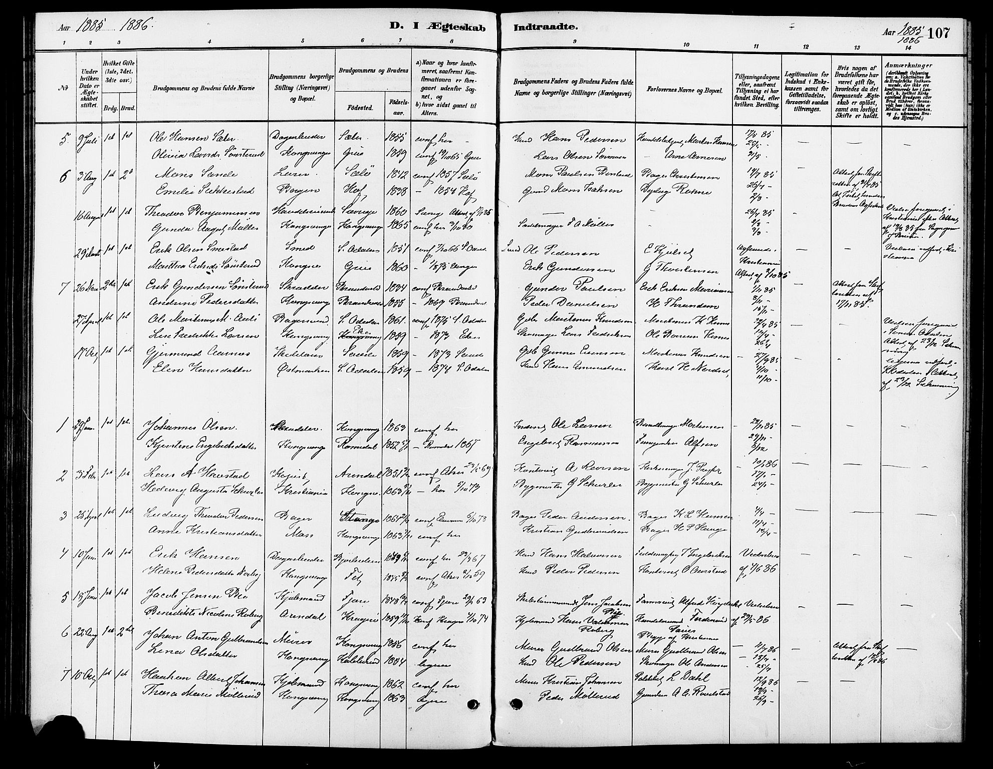 Vinger prestekontor, SAH/PREST-024/H/Ha/Haa/L0013: Parish register (official) no. 13, 1881-1897, p. 107