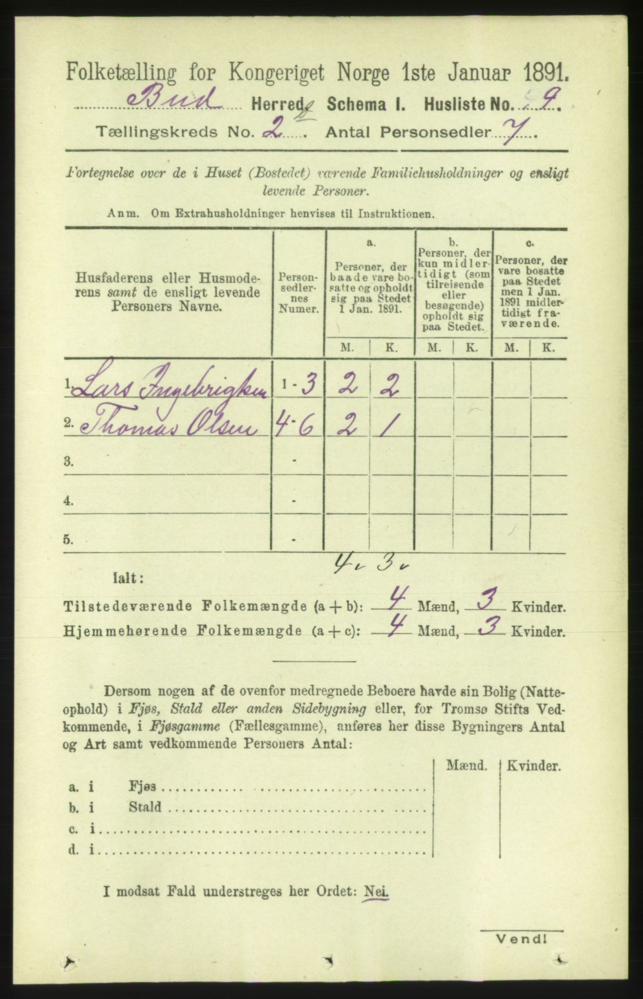 RA, 1891 census for 1549 Bud, 1891, p. 1204