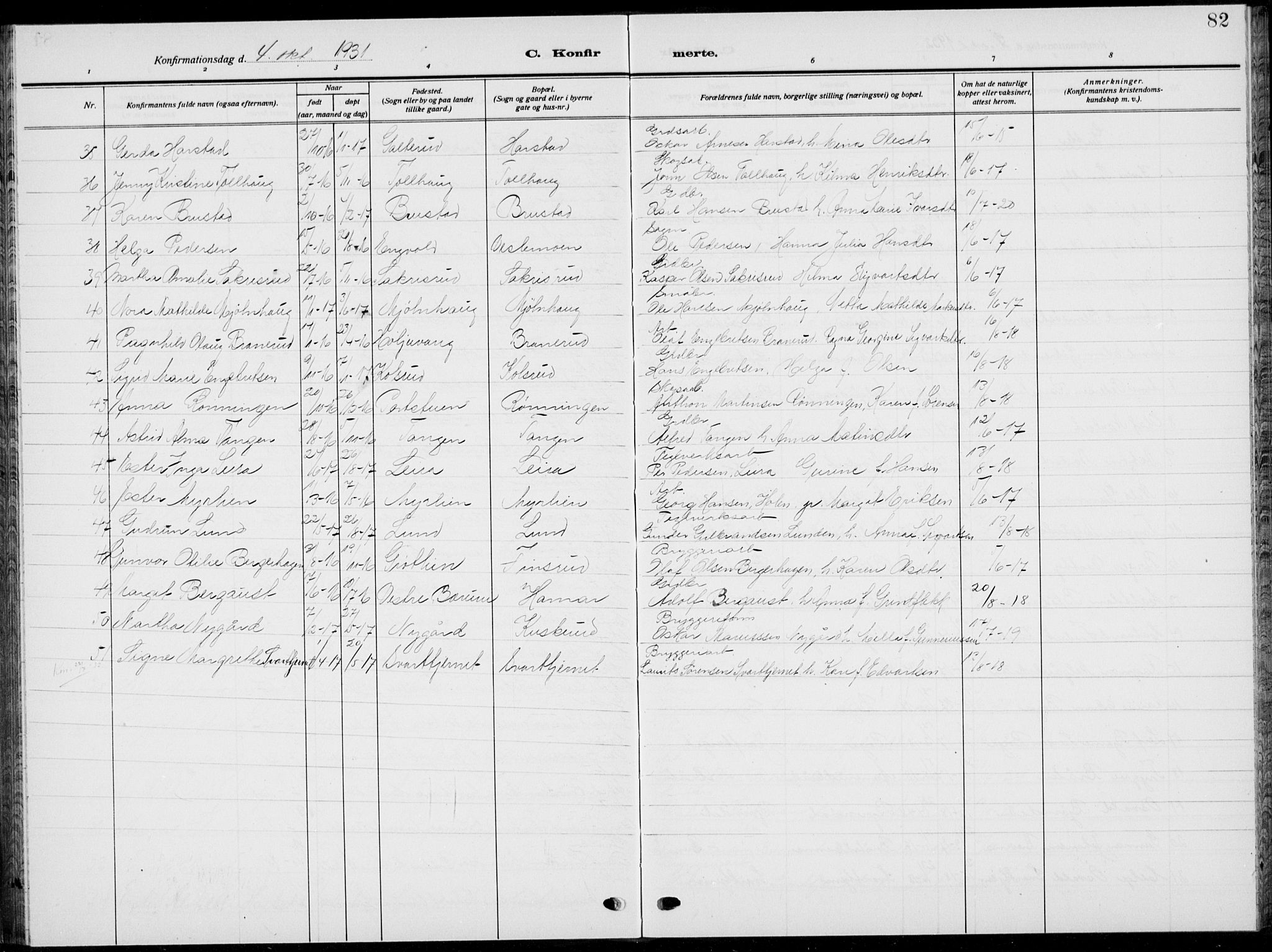 Sør-Odal prestekontor, AV/SAH-PREST-030/H/Ha/Hab/L0011: Parish register (copy) no. 11, 1922-1939, p. 82