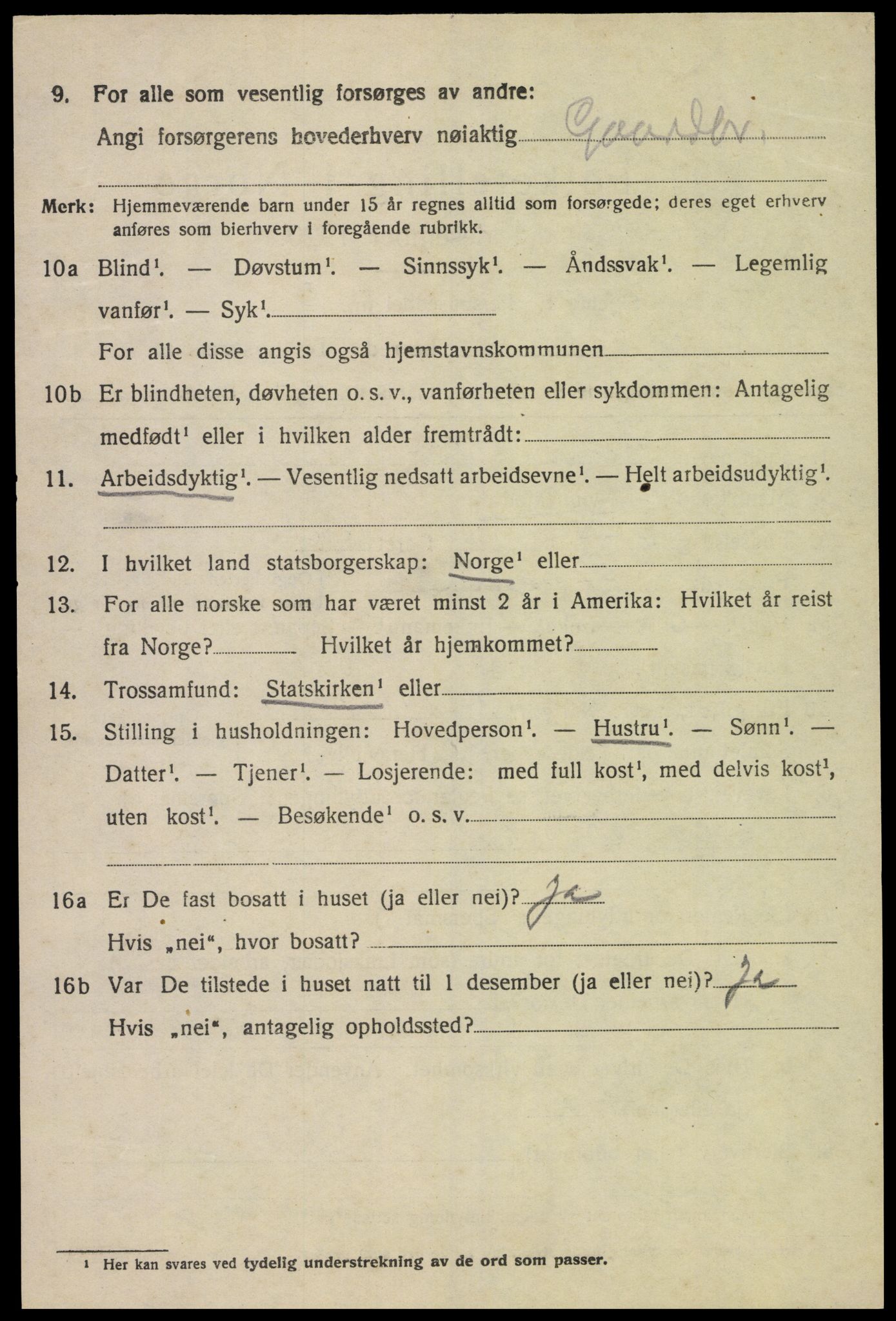 SAK, 1920 census for Lyngdal, 1920, p. 4892