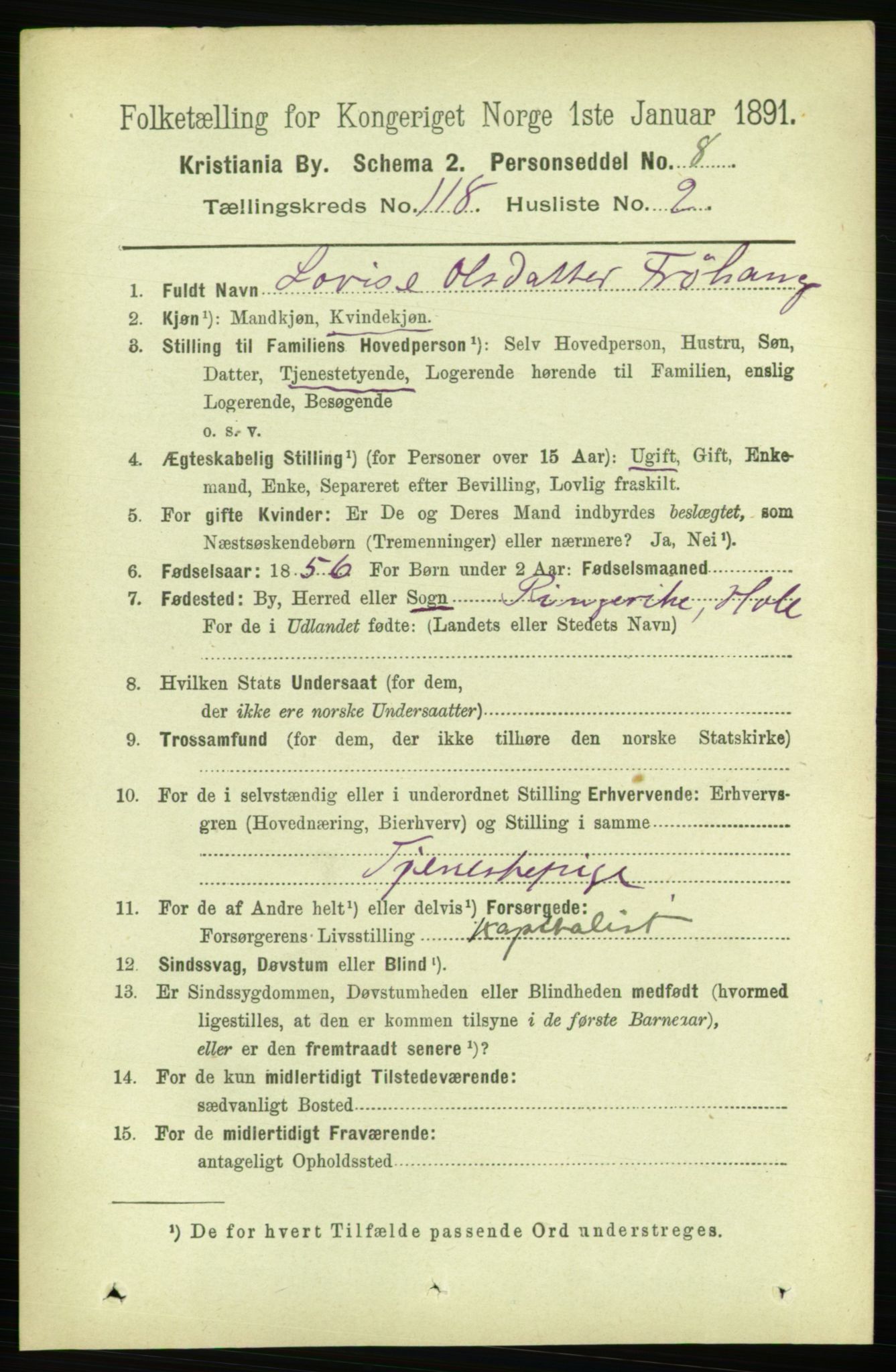 RA, 1891 census for 0301 Kristiania, 1891, p. 63300