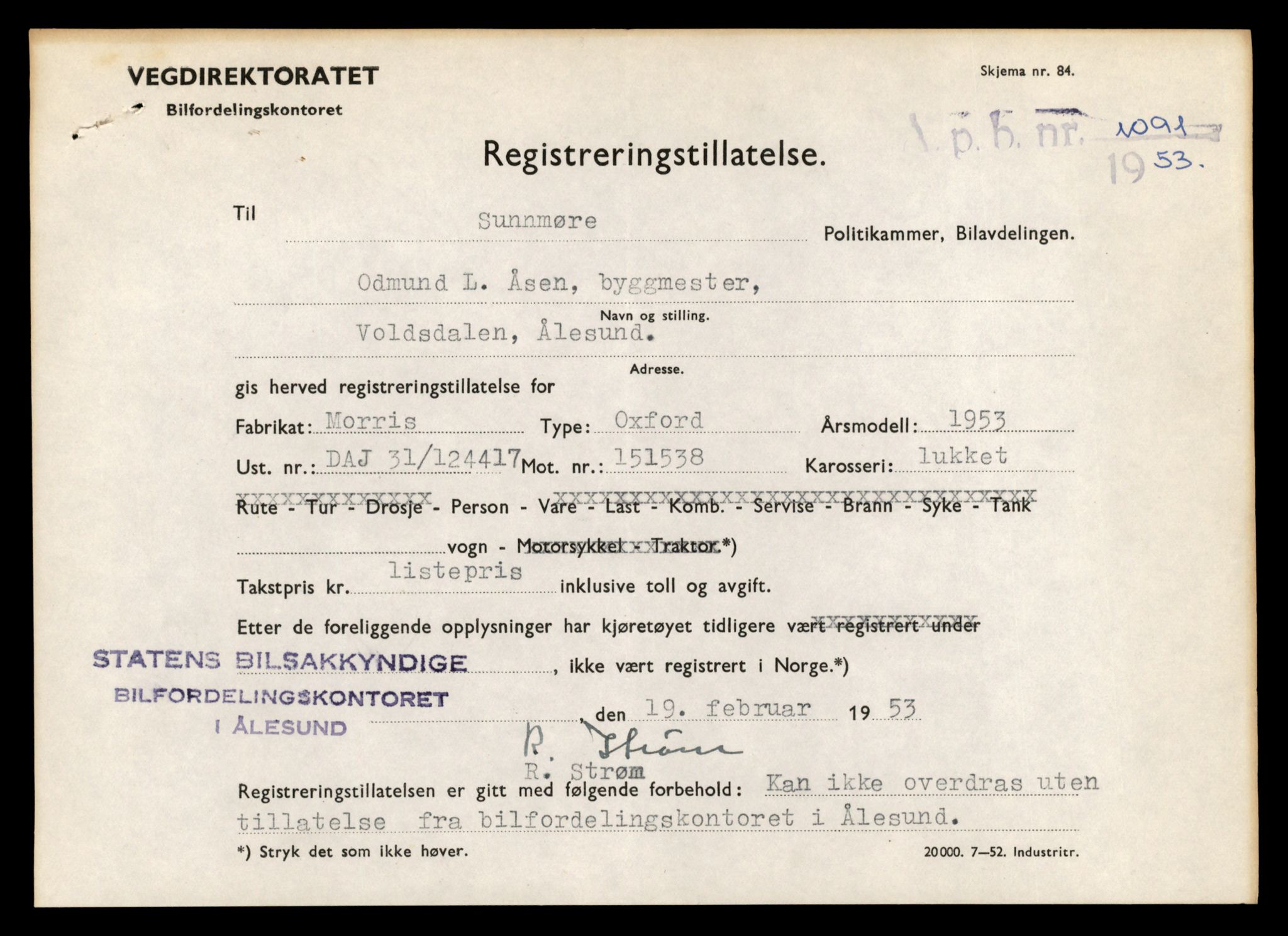 Møre og Romsdal vegkontor - Ålesund trafikkstasjon, AV/SAT-A-4099/F/Fe/L0042: Registreringskort for kjøretøy T 13906 - T 14079, 1927-1998, p. 3055