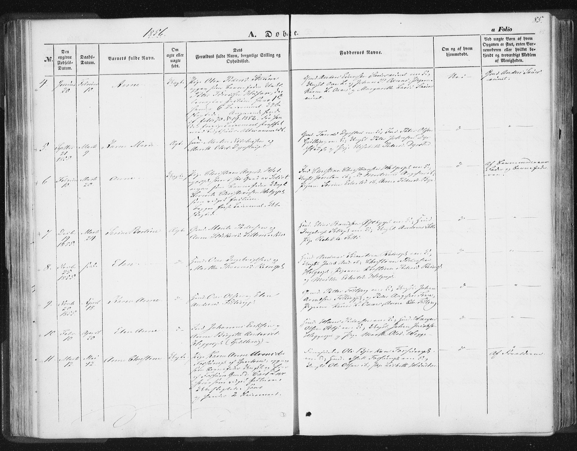 Ministerialprotokoller, klokkerbøker og fødselsregistre - Nord-Trøndelag, SAT/A-1458/746/L0446: Parish register (official) no. 746A05, 1846-1859, p. 85
