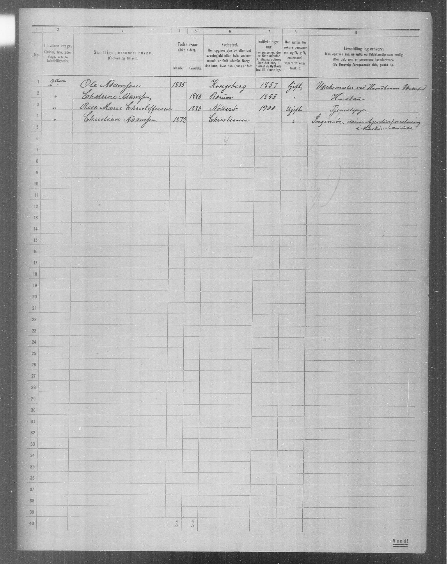 OBA, Municipal Census 1904 for Kristiania, 1904, p. 6185