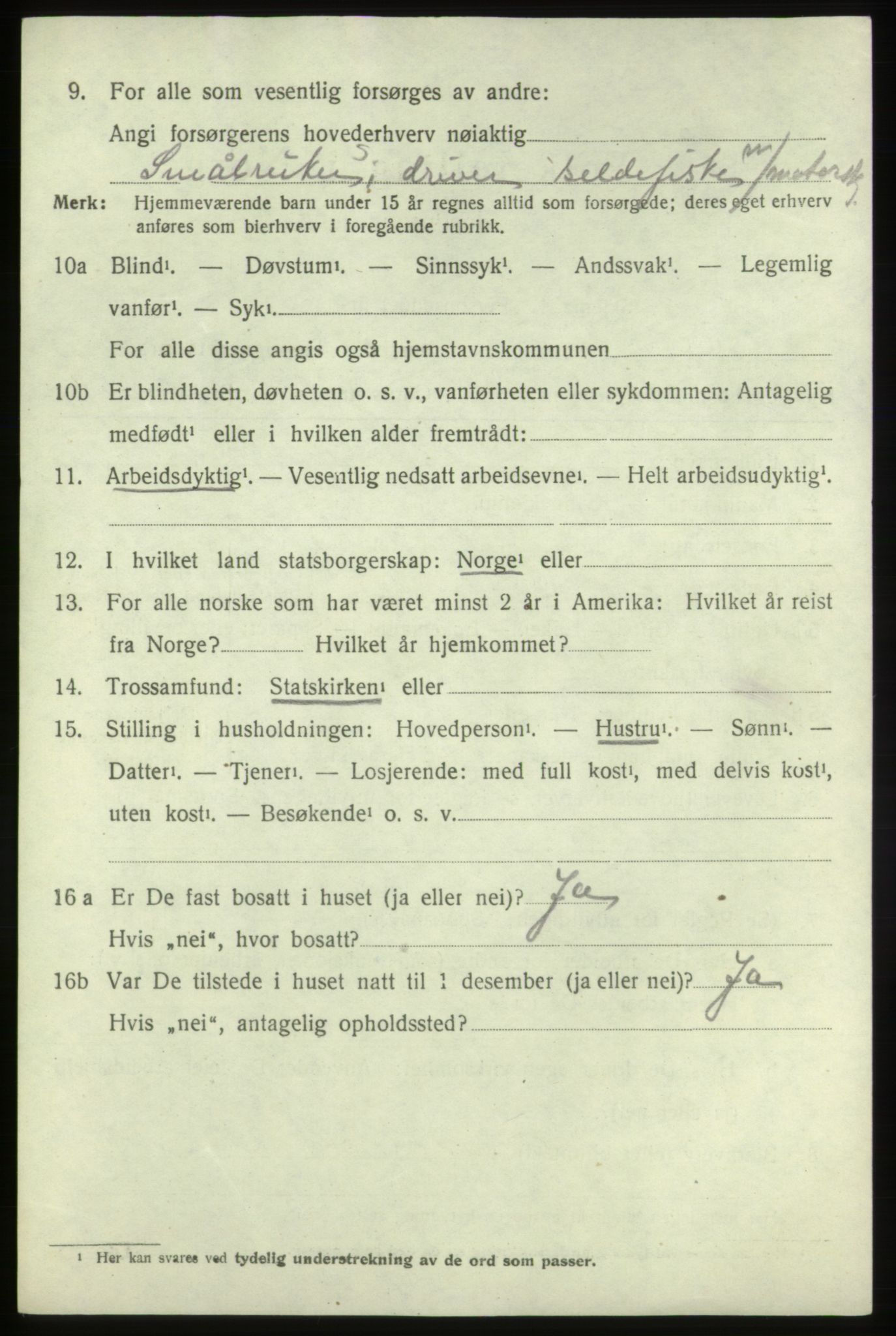 SAB, 1920 census for Sveio, 1920, p. 2473