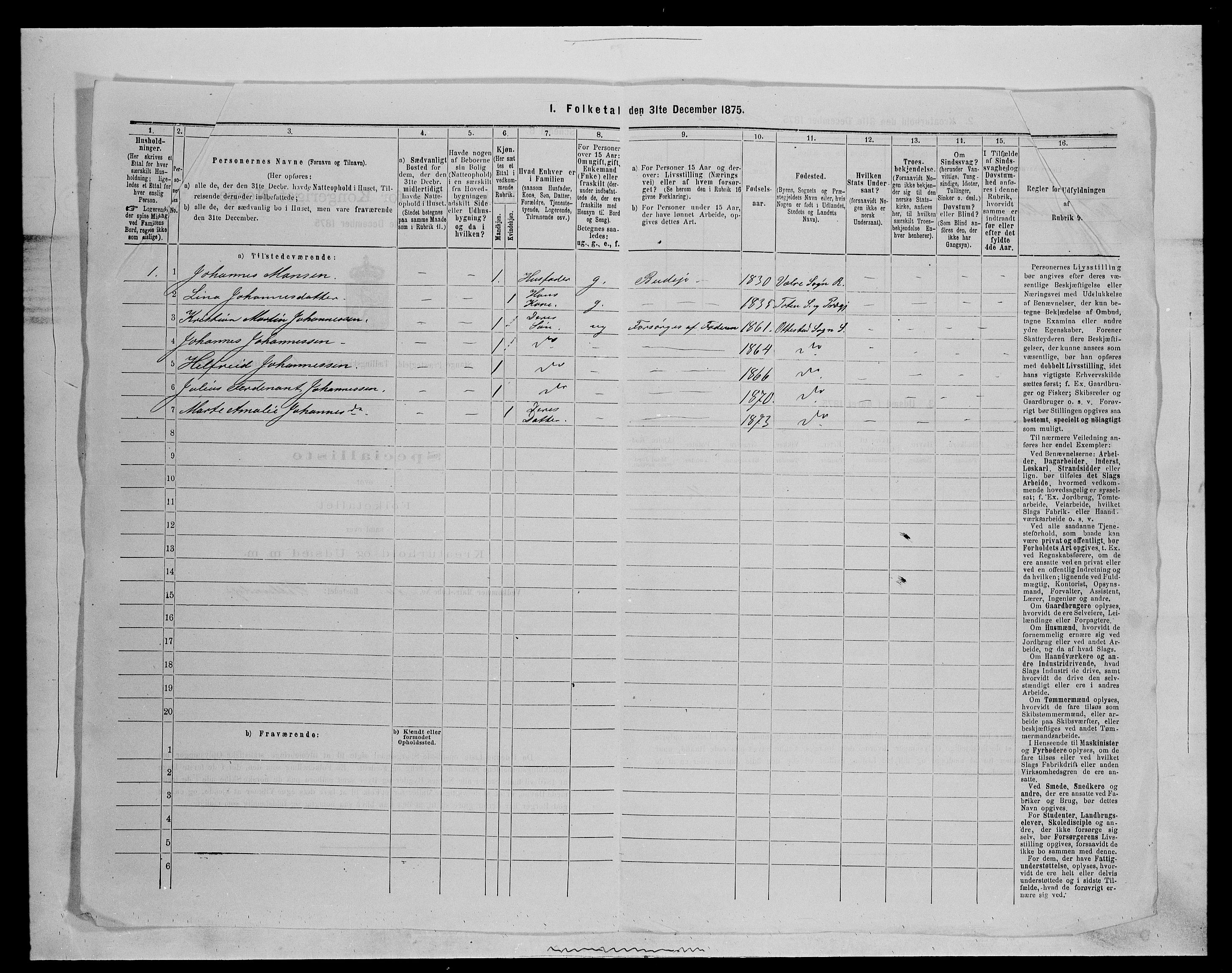 SAH, 1875 census for 0417P Stange, 1875, p. 280