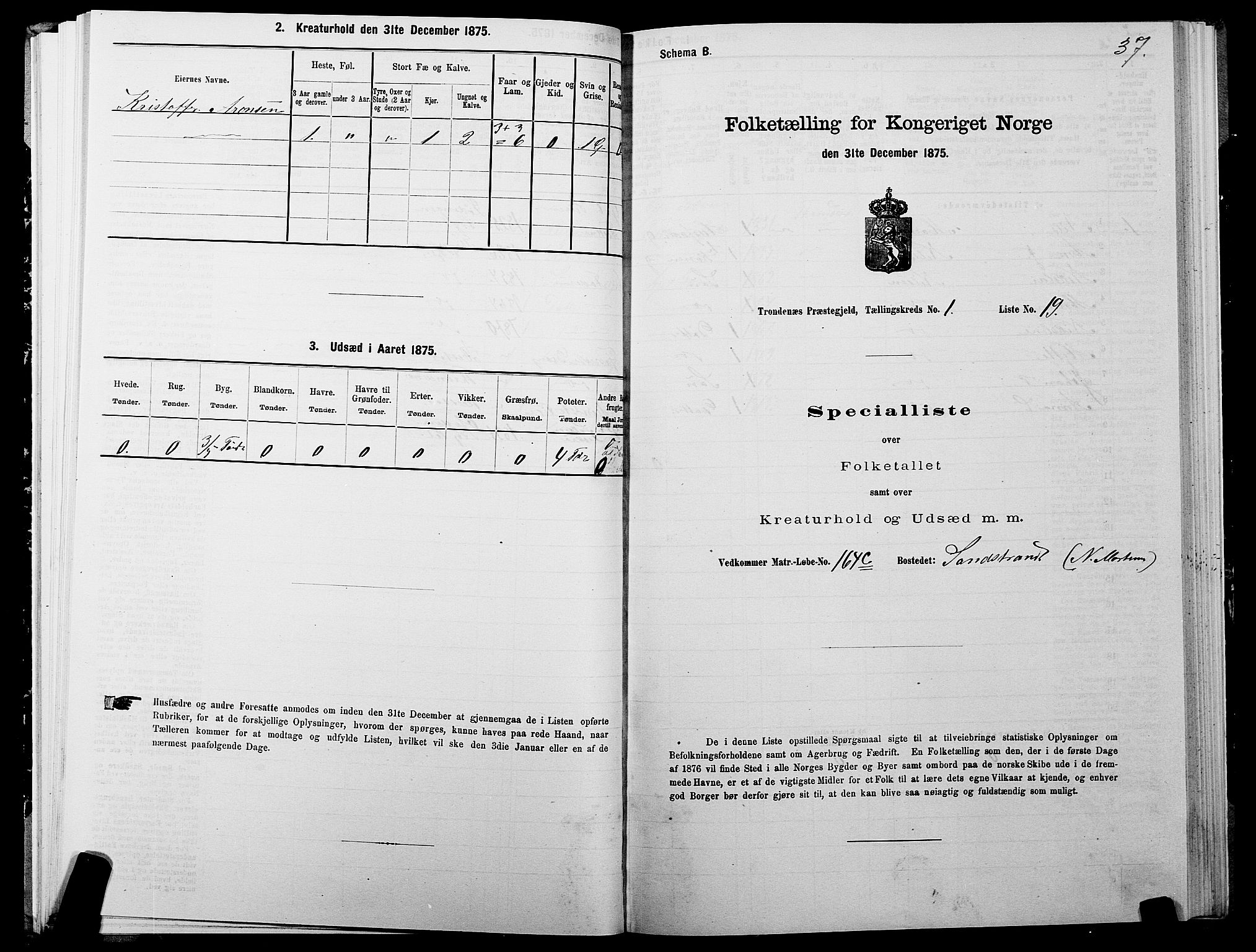 SATØ, 1875 census for 1914P Trondenes, 1875, p. 1037