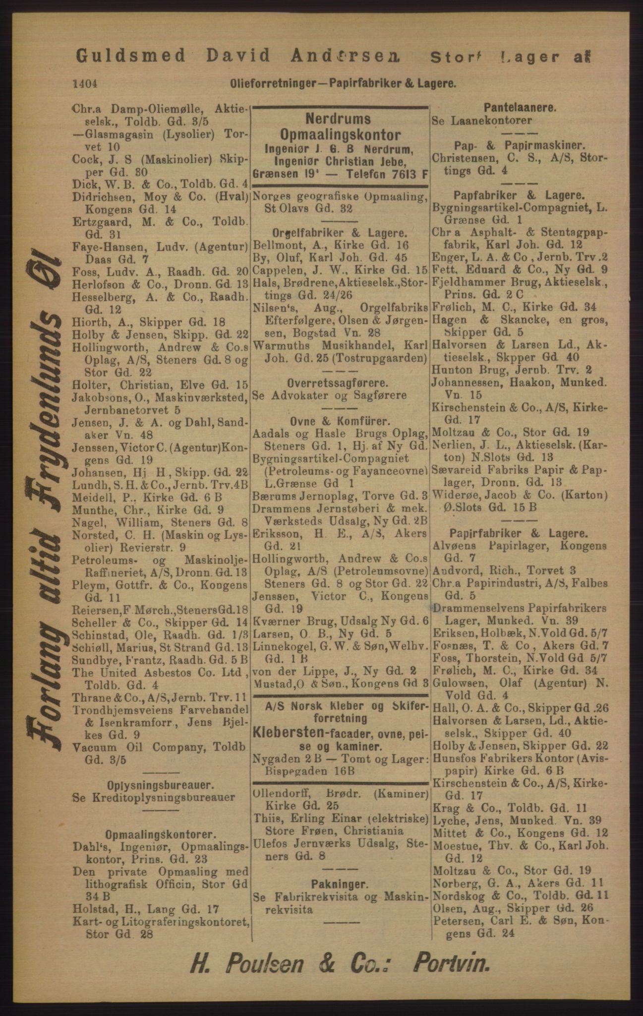 Kristiania/Oslo adressebok, PUBL/-, 1905, p. 1404