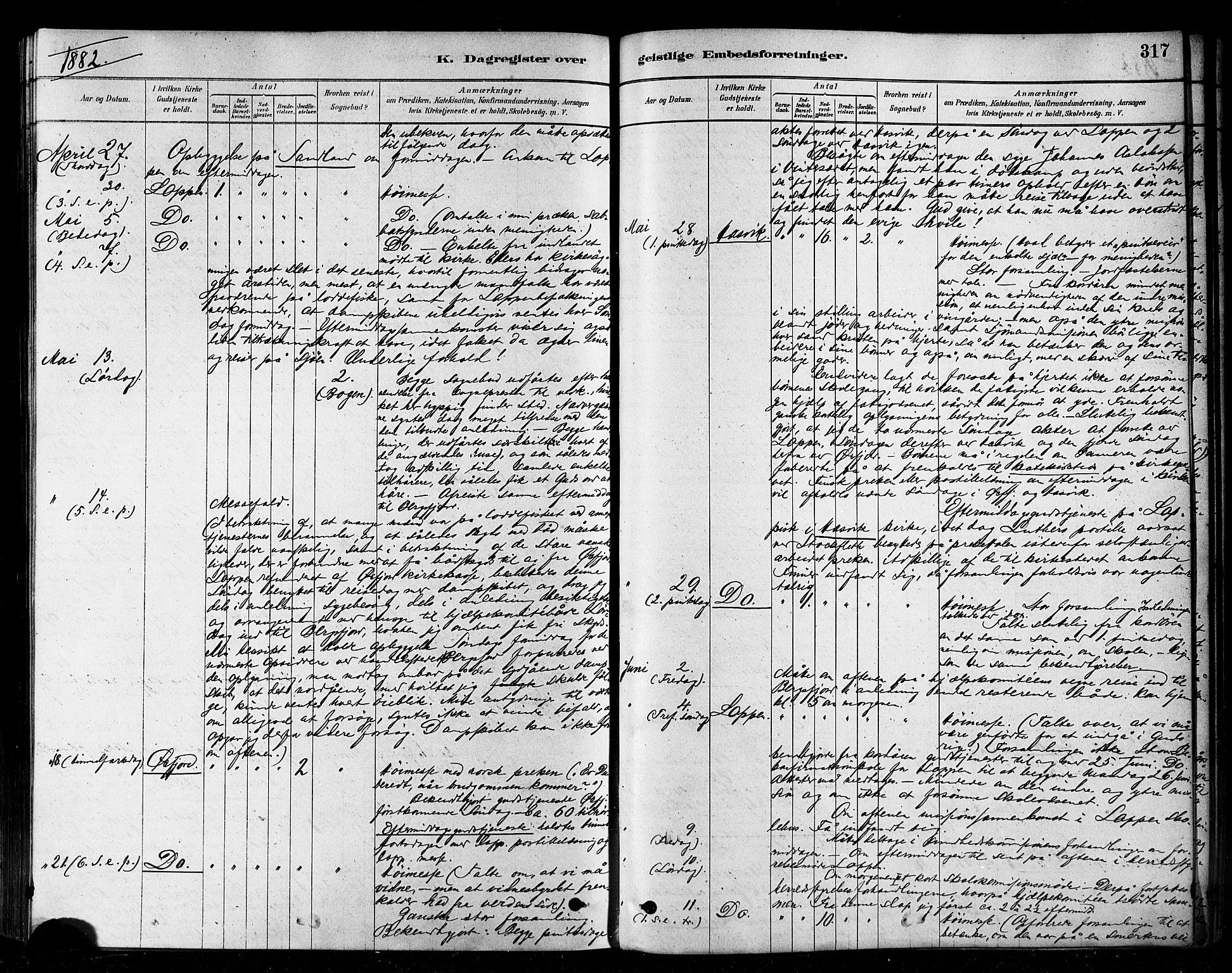 Loppa sokneprestkontor, SATØ/S-1339/H/Ha/L0006kirke: Parish register (official) no. 6, 1879-1895, p. 317